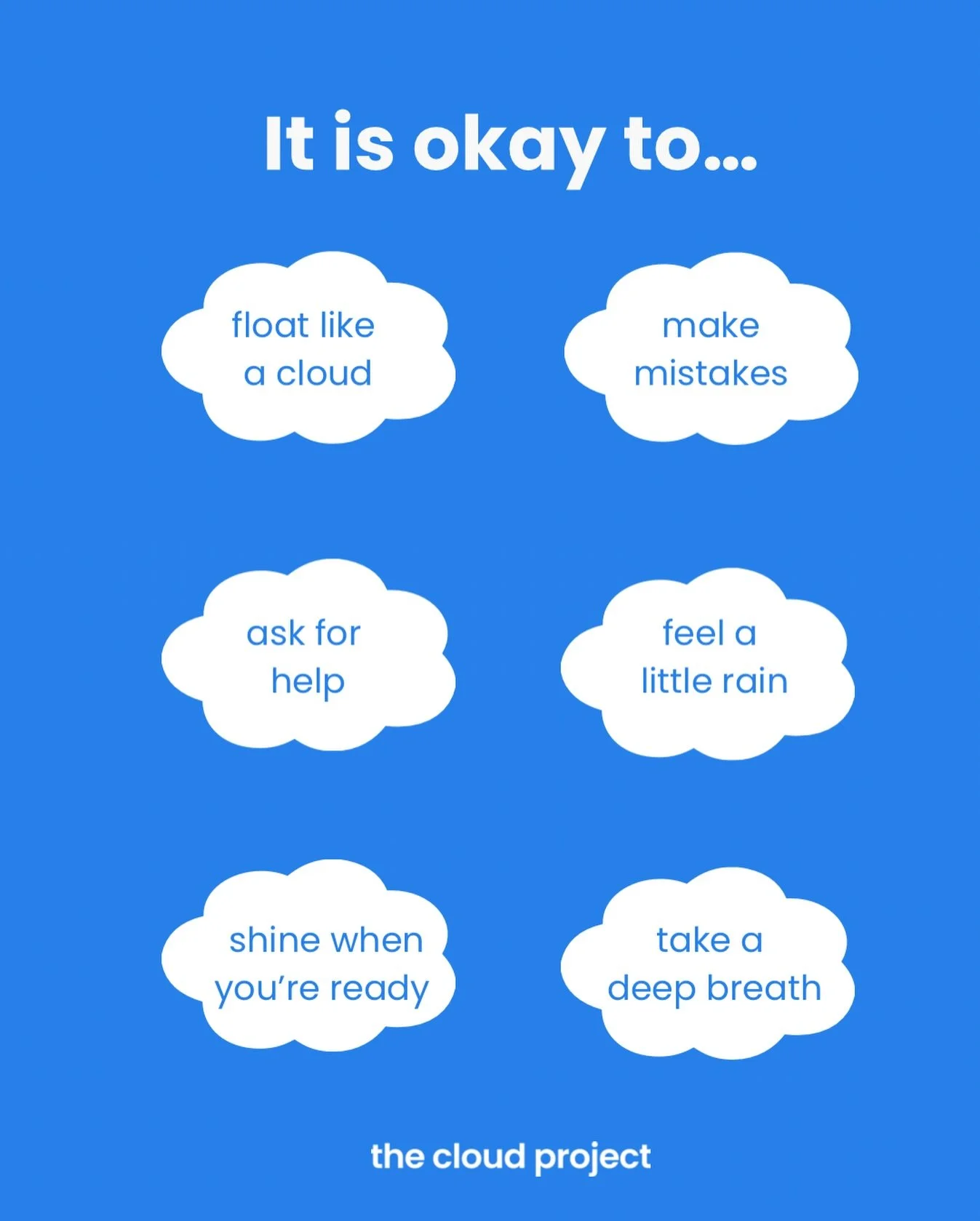 If you needed a sign today, this is it.

It is okay to&hellip;
☁️ float
🌧 feel a little rain
💛 ask for help
✨ shine when you&rsquo;re ready

Save this for later.
Send it to someone who needs a little comfort.

#GentleGrowth #TheCloudProject #Mental