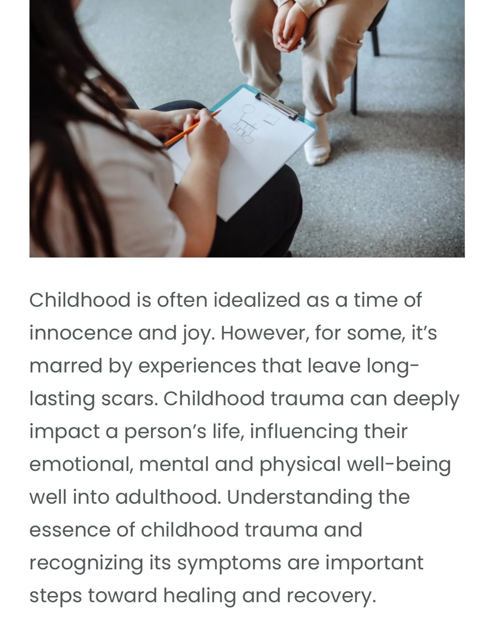 Many people think childhood trauma ends when childhood ends

But trauma can continue affecting mental health, relationships, physical health, sleep, self-esteem, and even the way we respond to stress years later

Understanding the signs is the first 