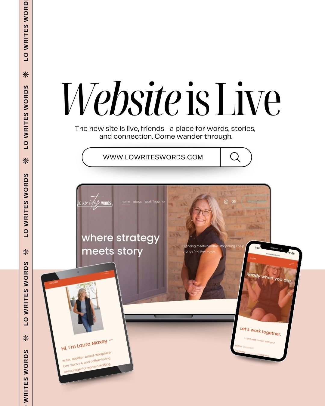 It&rsquo;s LIVE!!

http://LoWritesWords.com launched this past week and I&rsquo;m so grateful. 

The dream started with a journal, cup of coffee and a belief in the intersection between story and strategy. God has been working in all and through it a