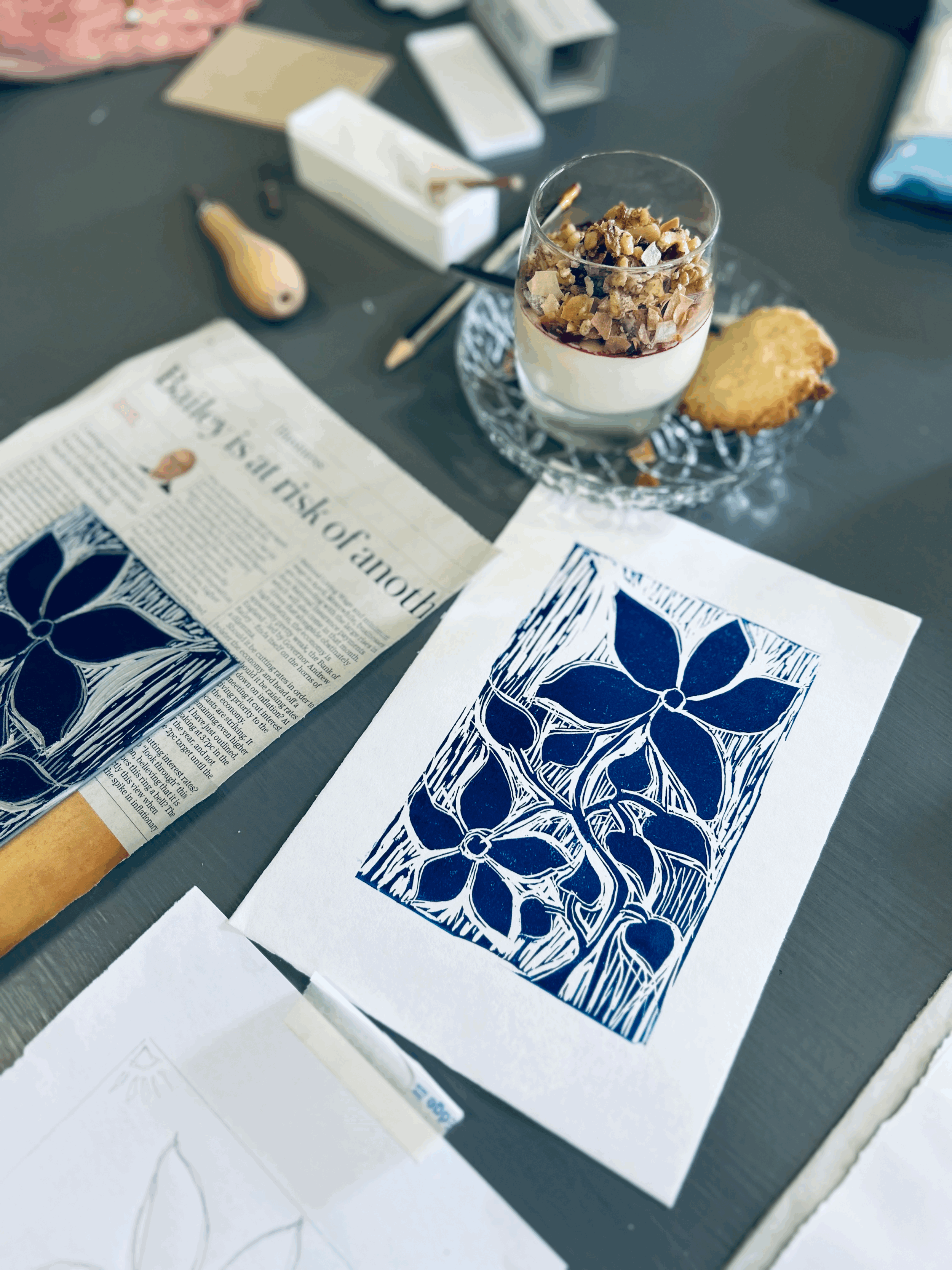 Linocut with Janet Sherwood