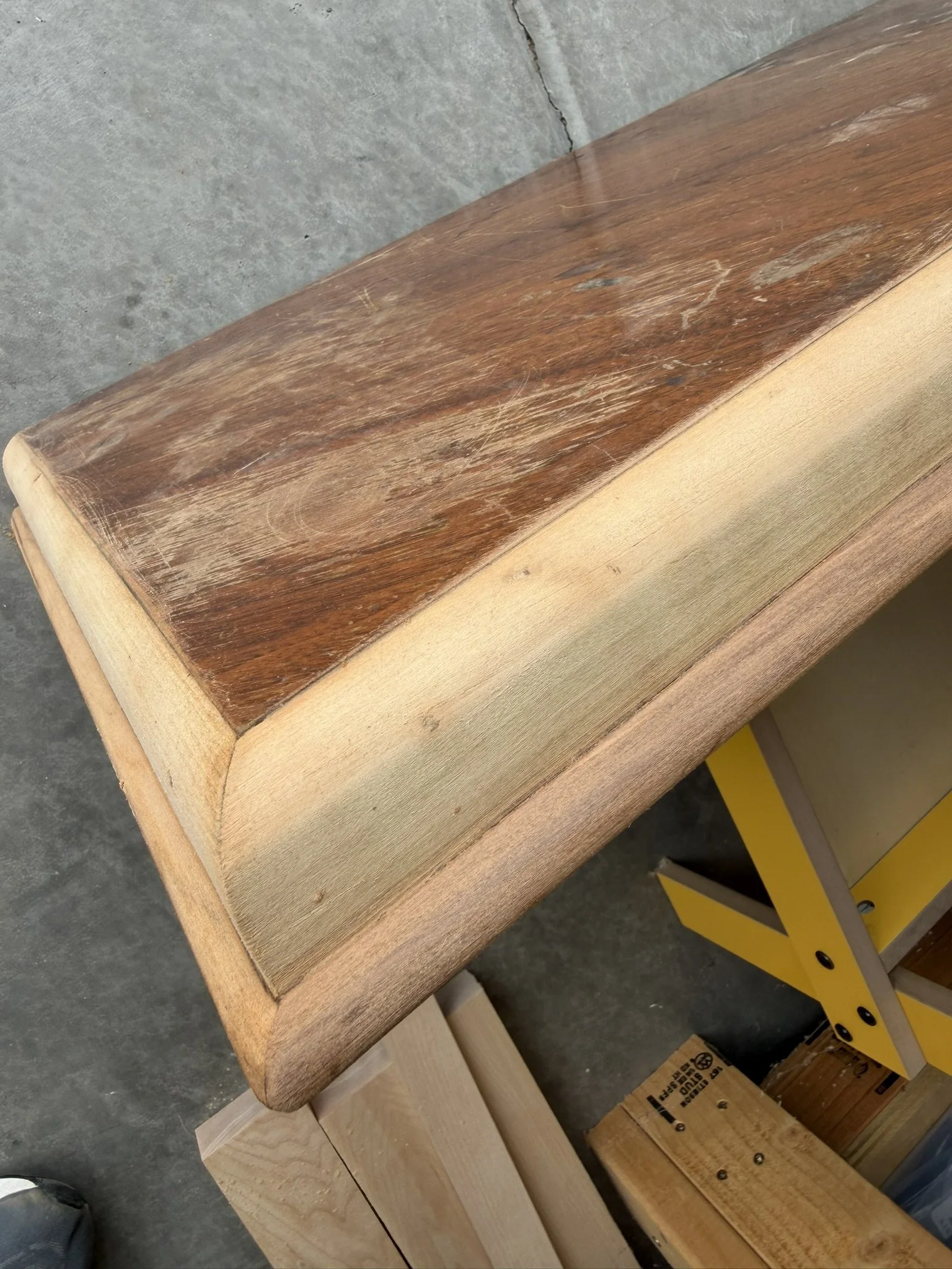 Trim Detail - 

The trim work took a lot of patience and even more elbow grease.  Heat wasn’t effective, so it came down to careful hand-sanding around every curve and edge. Who needs a gym when you’ve got three days of arm workouts like this?