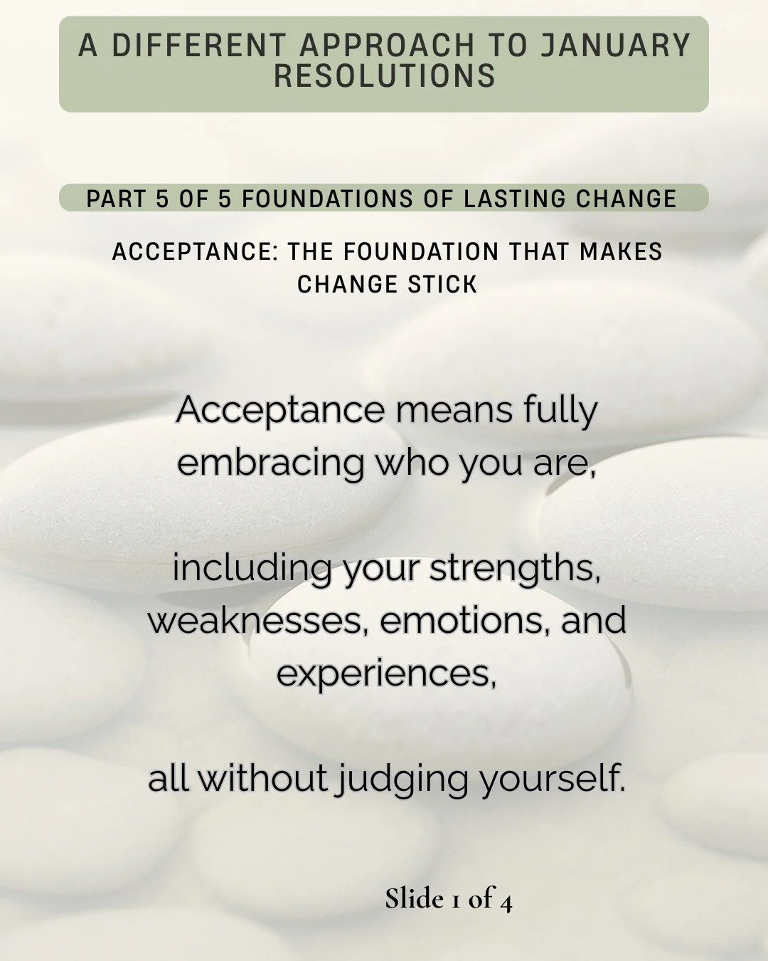 Acceptance isn&rsquo;t giving up.
It&rsquo;s stopping the inner fight.
When you accept yourself your emotions, experiences, and limitations you free up energy to move forward instead of staying stuck.
This is what allows healthy habits to last.

✨ St