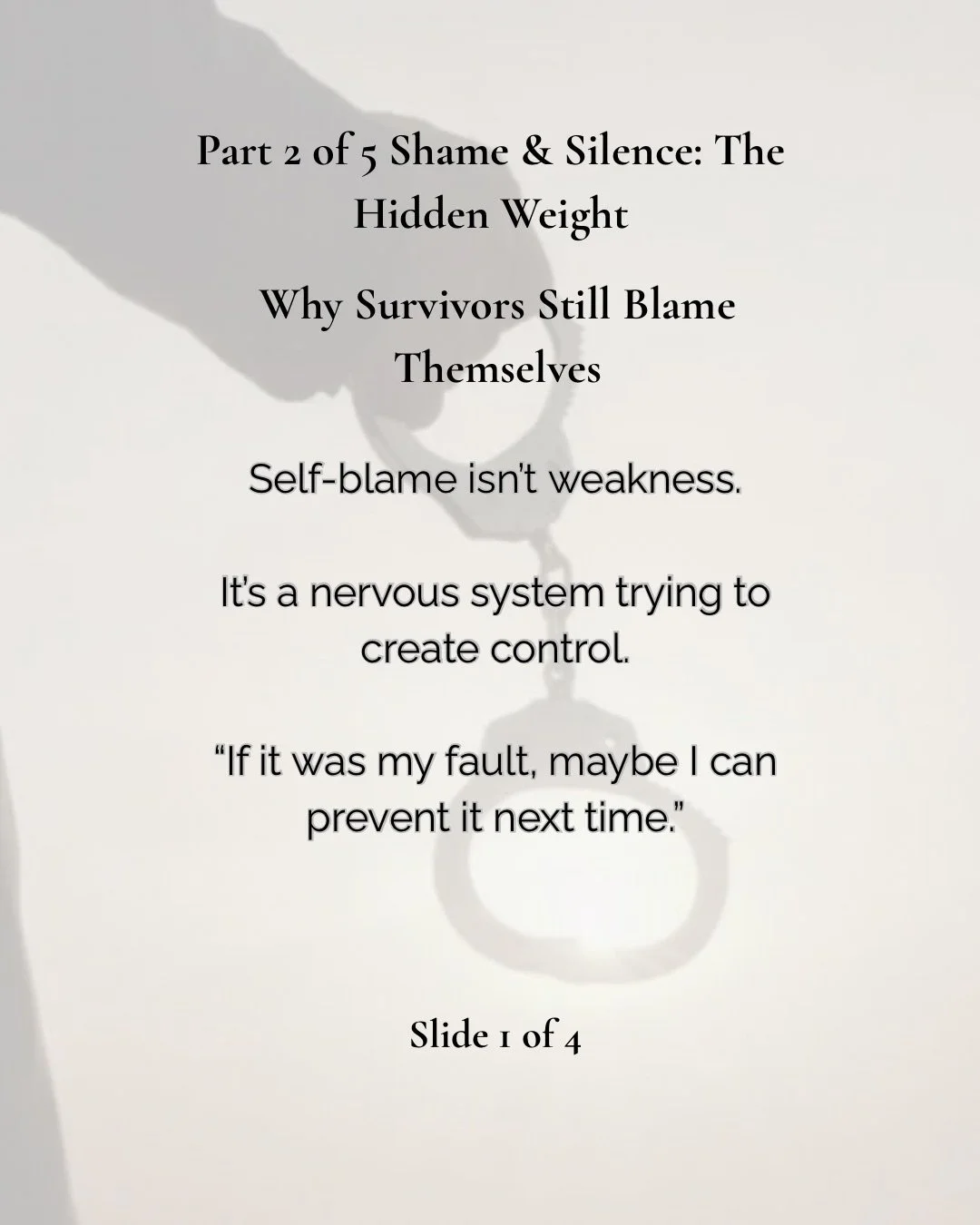 Do you still blame yourself for things that were never your responsibility to carry?
Are you always:
Over-apologising.
Carrying guilt that feels permanent.
Feeling responsible for everyone else&rsquo;s happiness.
Self-blame can feel safer than admitt