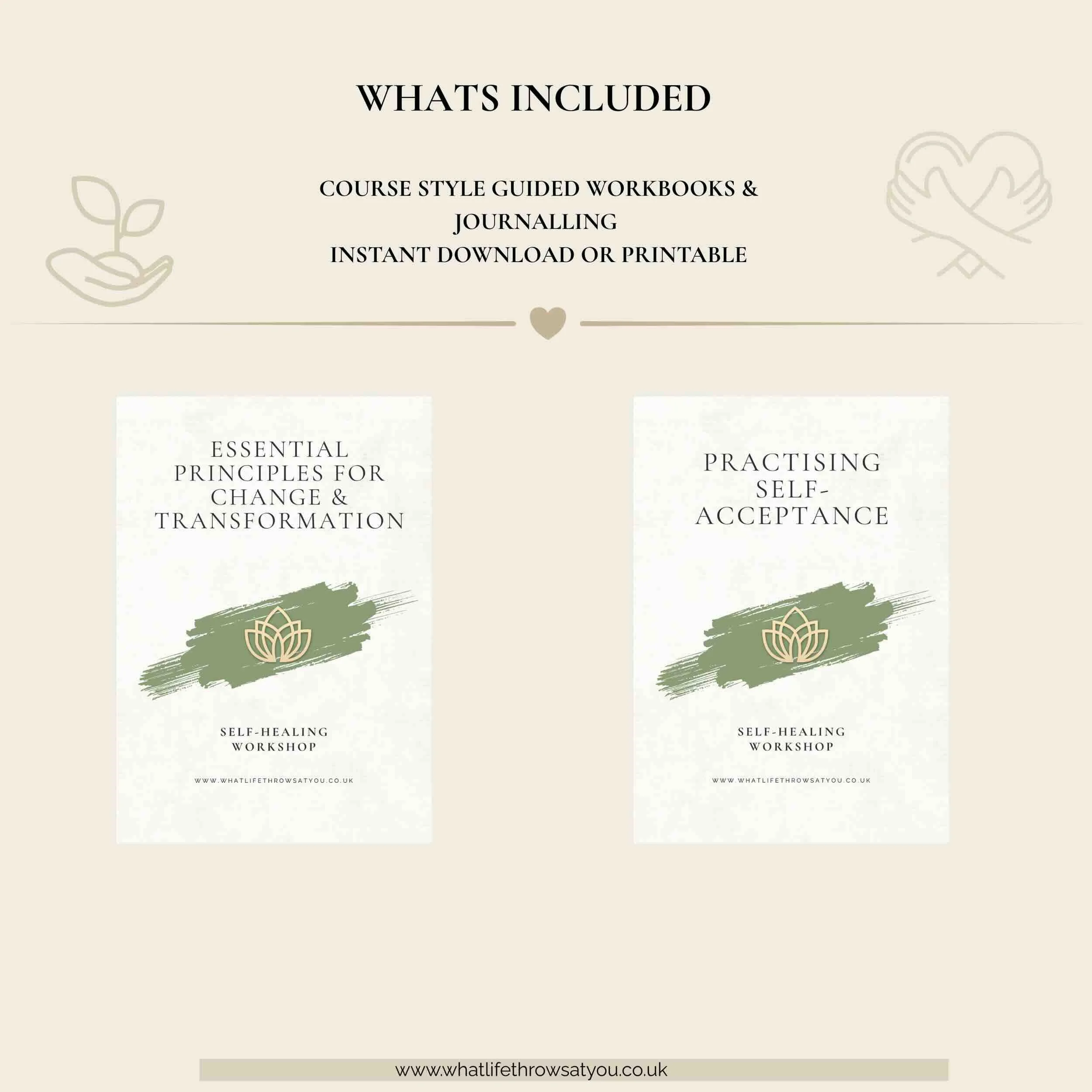 photo showing front pages of the digital workbook for Self acceptance