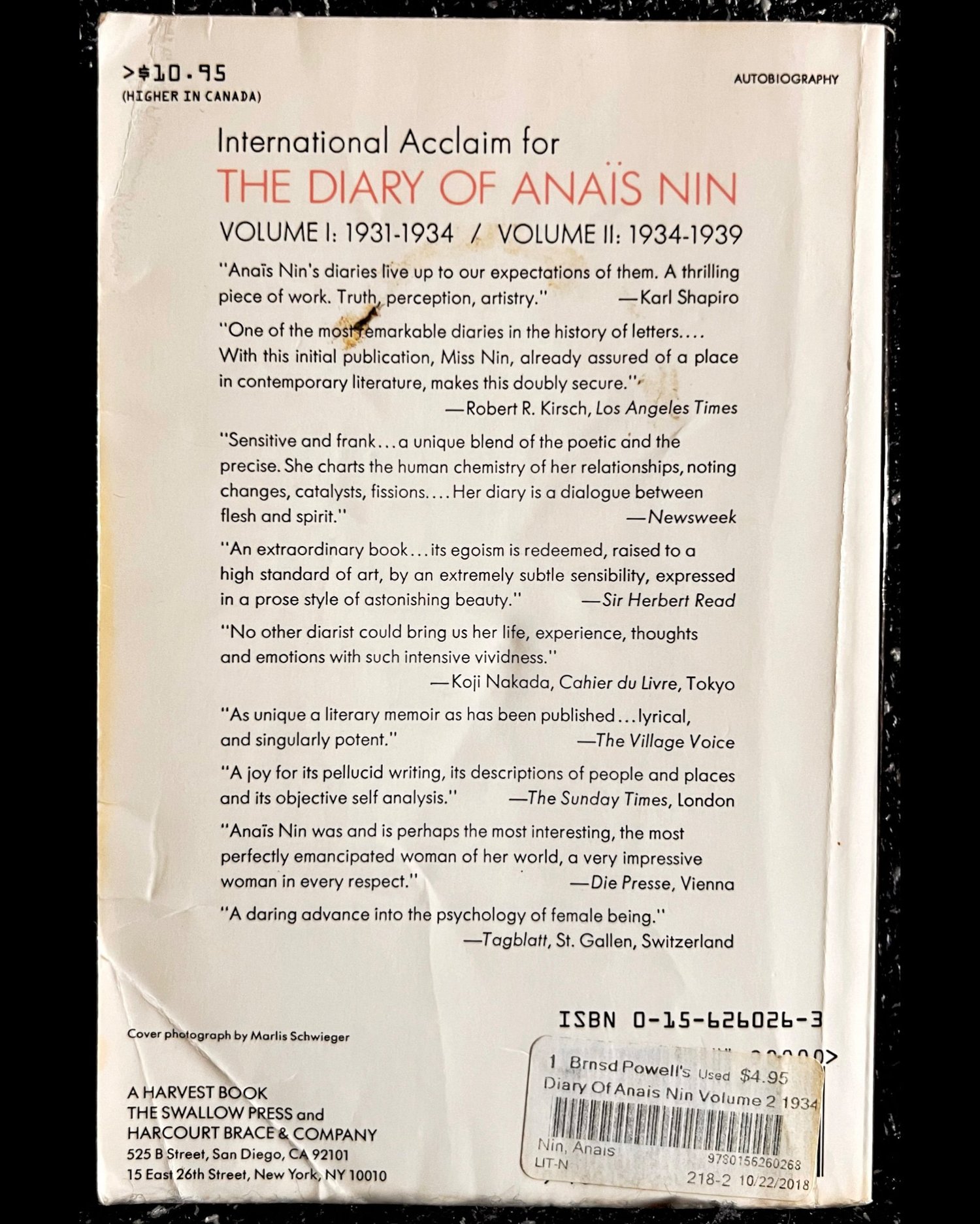 The Diary of Anaïs Nin Vol. 2 1934-1939 — Fangtooth Books
