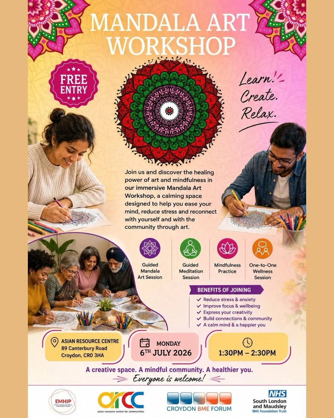 FREE Mandala Art Workshop – Meditate, Relax & Create