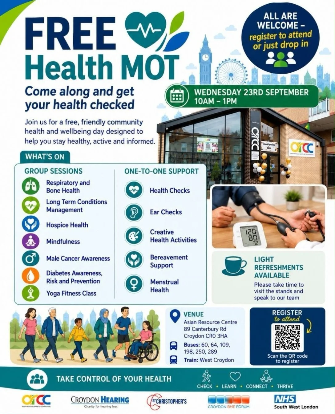 FREE HEALTH MOT 💚

Come along and get your health checked* 📉🧑🏻&zwj;⚕️

Join us for a free, friendly community health and wellbeing day, designed to help you stay healthy, active and informed.

✅ Health Checks
✅ Respiratory &amp; Bone Health (GP l