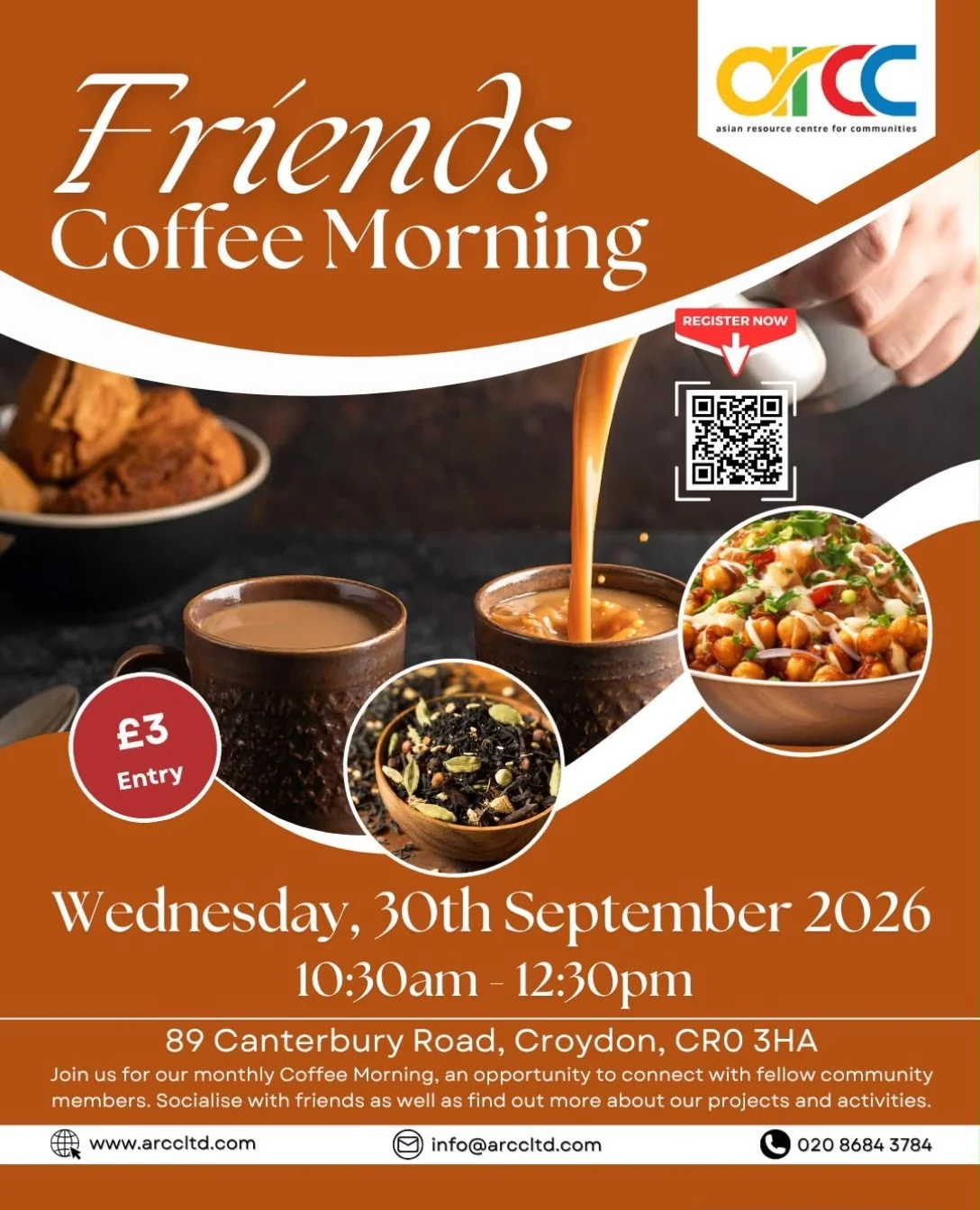 🌏 FRIENDS COFFEE MORNING ☕️
✨ Celebrating National Chai Day ✨

Join us for our monthly Friends Coffee Morning as we celebrate National Chai Day with the delicious aroma of freshly brewed chai filling the room! 🫖🌿

From the traditional spices of ca