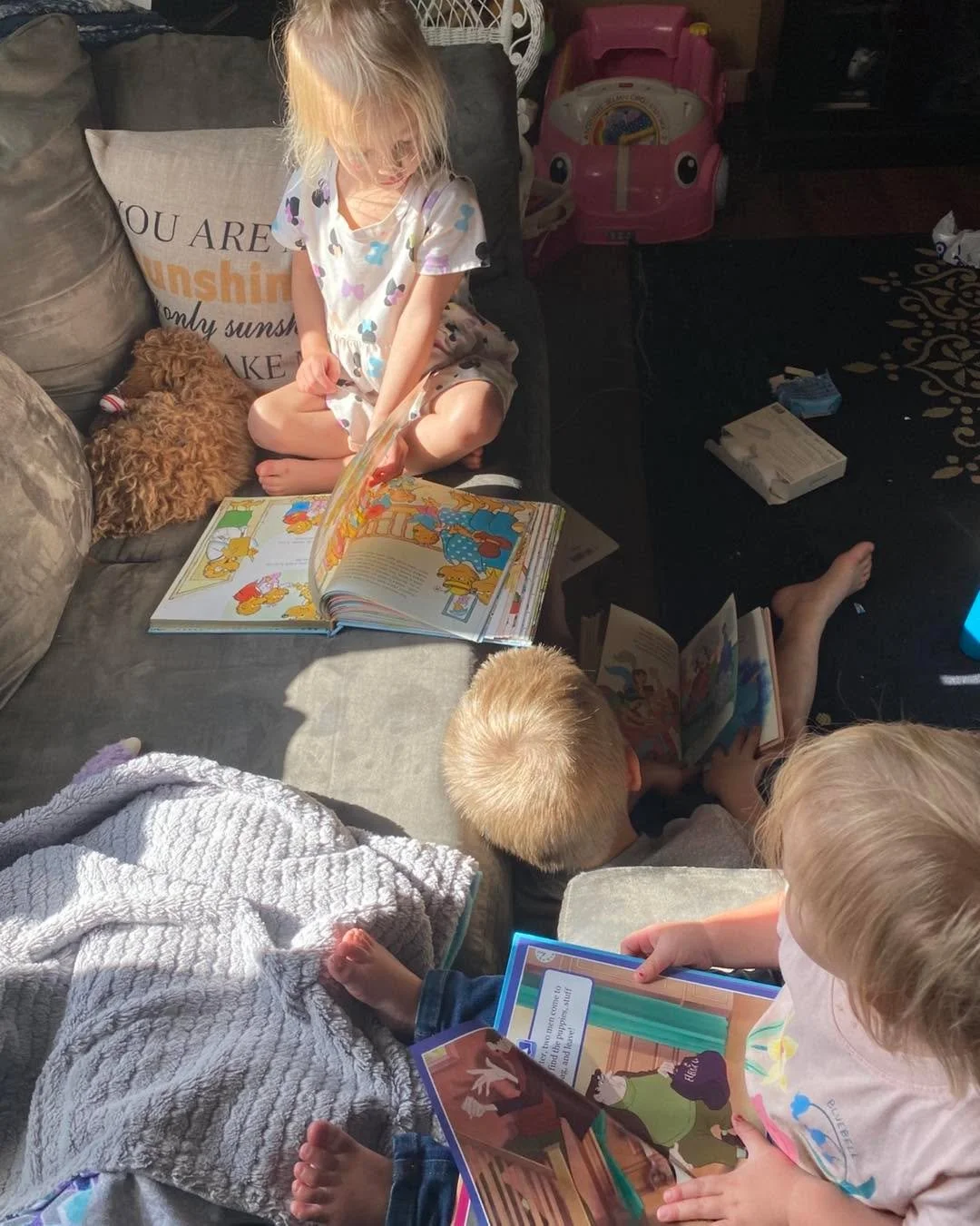 This is one of those ordinary moments I hope my children remember.

Three books.
Three readers.
One sleepy puppy.

Our house isn&rsquo;t always quiet (far from it), but I love that books have become a normal part of our days. Sometimes we&rsquo;re re