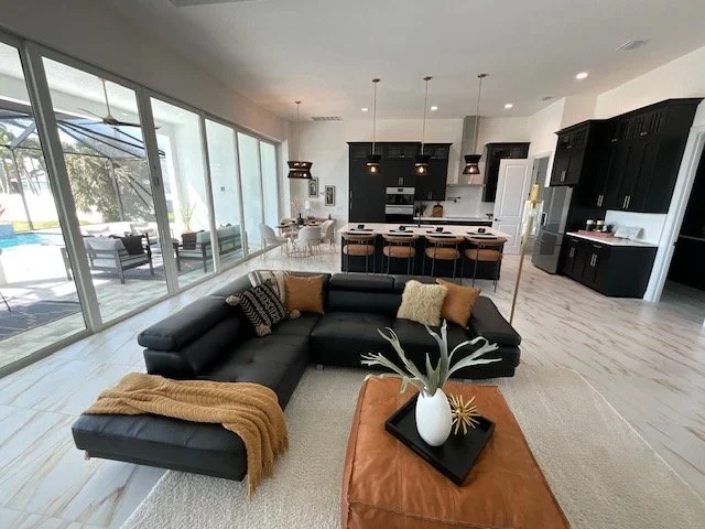 Sleek contemporary home with black furniture