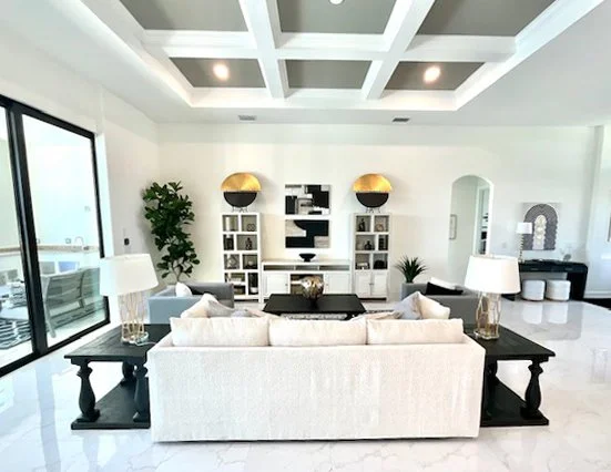 Contemporary home staged for sale in Ft. Myers Florida by Khrome Interiors