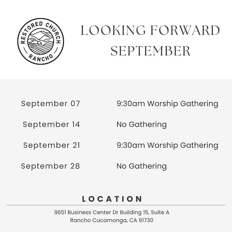 Hello, September! 🙌 Our monthly lineup is live (see image). GC groups kick off this month&mdash;your leader will be reaching out with specifics. Want to join a GC? Reach out to a leader or DM us!