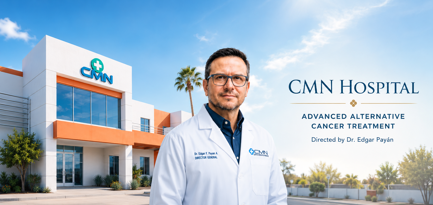 Dr. Edgar Payan at CMN Hospital providing advanced alternative cancer treatment through personalized cancer care in San Luis Río Colorado, Mexico.