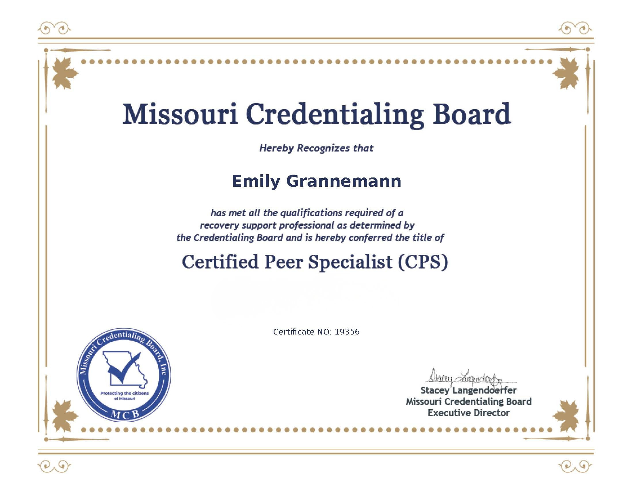 Certified Peer Specialist Certification