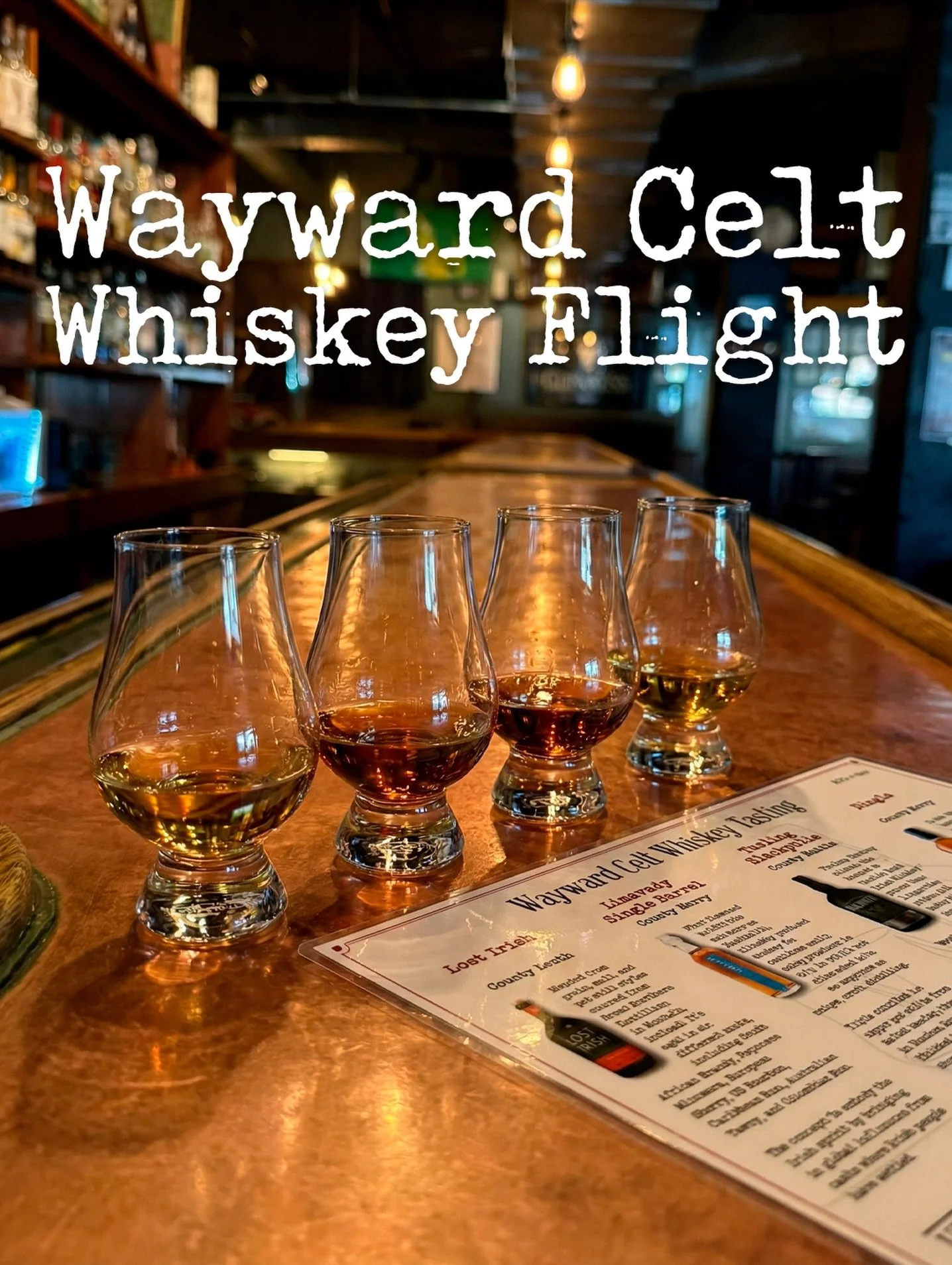 🥃 Whiskey flights have officially landed at Uptown Pubhouse ✈️

Our new Wayward Celt Whiskey Flight takes you on a journey across Ireland with four distinct pours, each shaped by history, place, and craft. From globally influenced cask finishes to c
