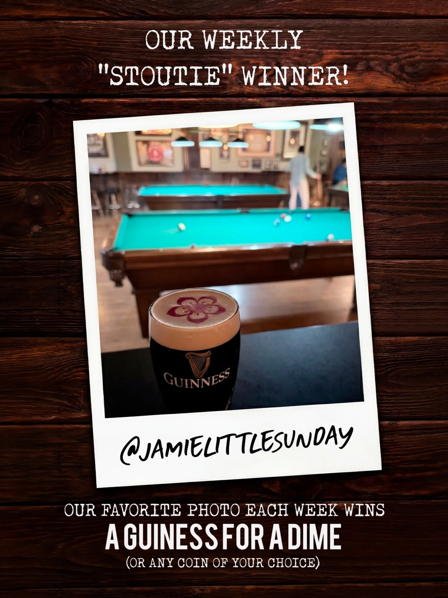 ☘️🍺 This week&rsquo;s Stoutie winner stands on their own. 🍺☘️

Huge congratulations to @jamielittlesunday for a photo so good we had to feature it solo. It perfectly captures the spirit of the contest and those unmistakable Pubhouse night vibes. ✨
