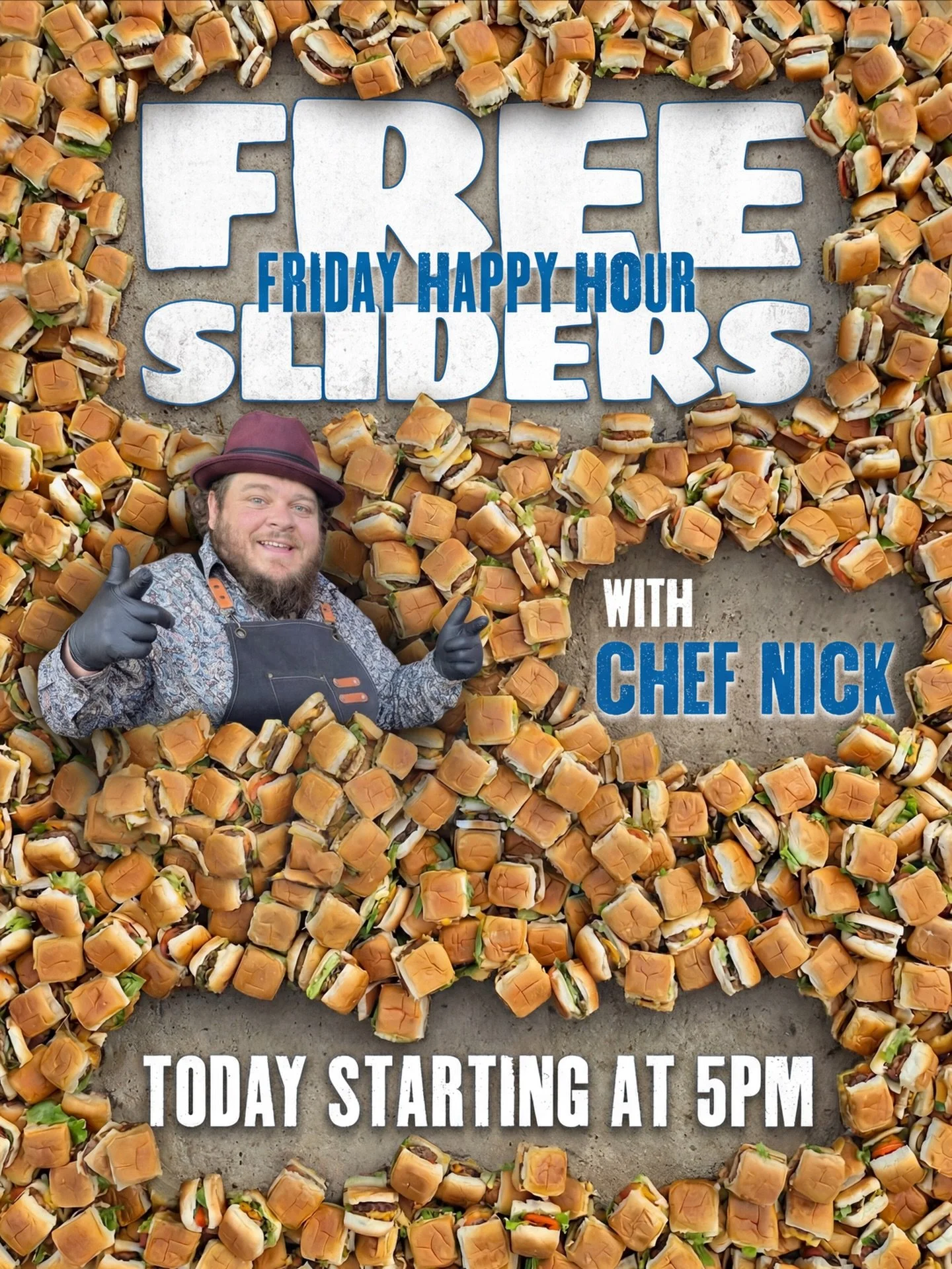 ☀️🍔 Free Slider Friday on a beautiful day? Don&rsquo;t mind if we do.

Chef Nick is on the patio starting at 5PM, serving up free Old School sliders. One per person, while supplies last.

Sun&rsquo;s out, sliders are hot, and the vibes are right. Se