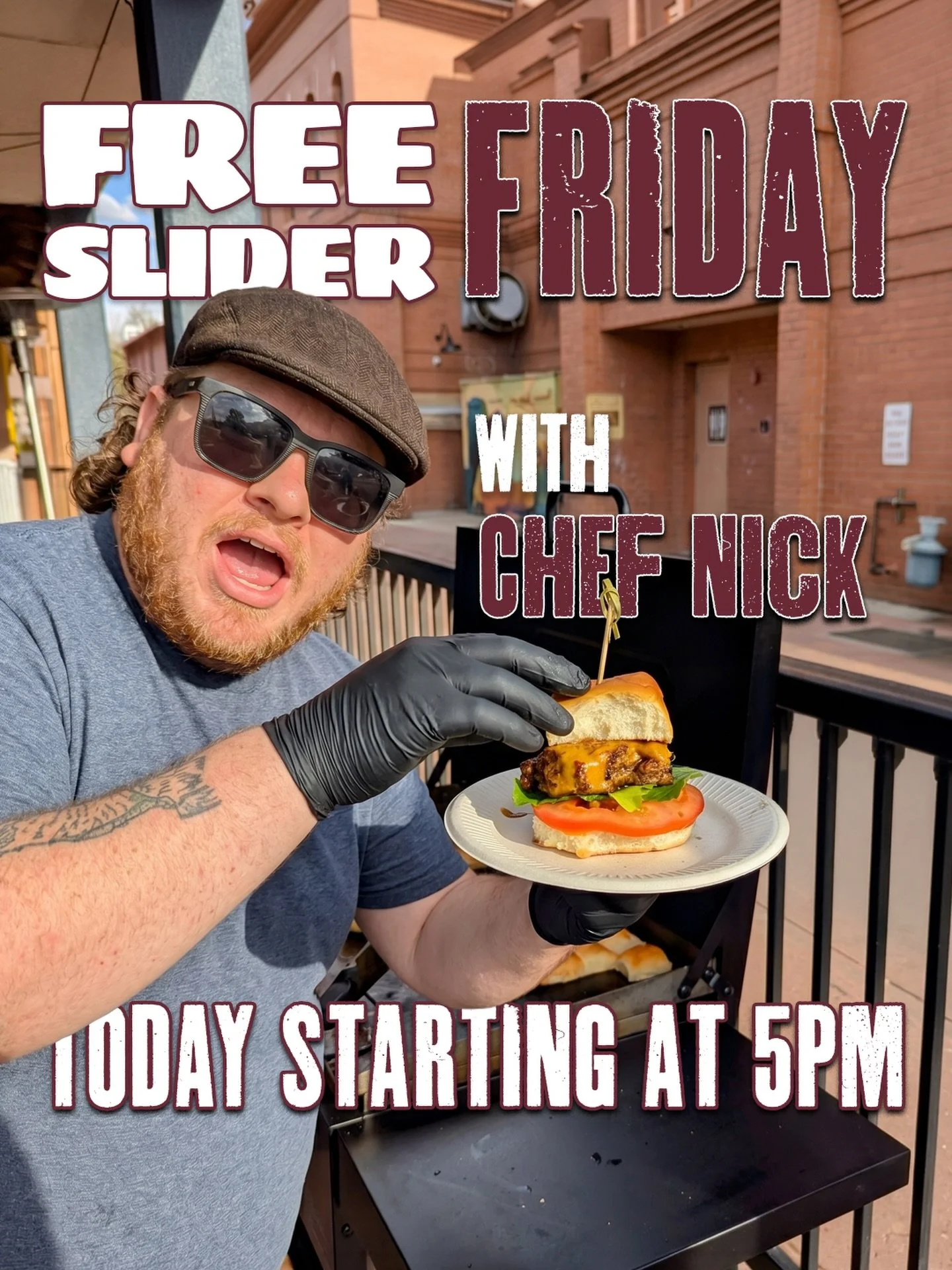 🍔☀️ The best day of the week is back.

It&rsquo;s Free Slider Friday, and not just any Free Slider Friday&hellip; it&rsquo;s the last one of May.

Chef Nick will be on the patio starting at 5PM, serving up free sliders, good vibes, and the perfect s