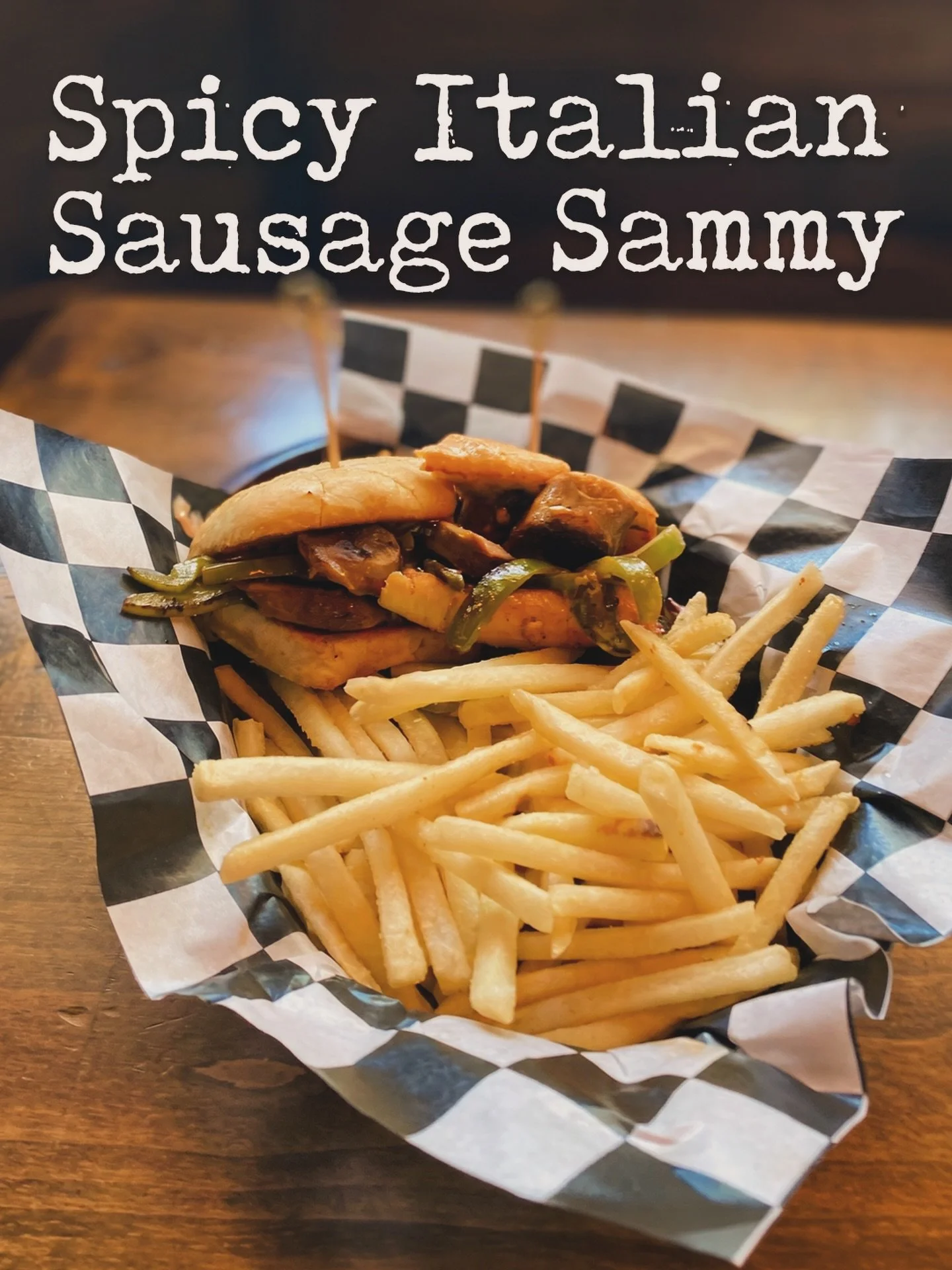 🌶️🥖 Special Alert! 🥖🌶️

Chef Nick is bringing the heat with a Spicy Italian Sausage Sammy.

Loaded with spicy Italian pork sausage, grilled bell peppers, and chipotle mayo, all piled onto a fresh hoagie roll and served with your choice of fries o