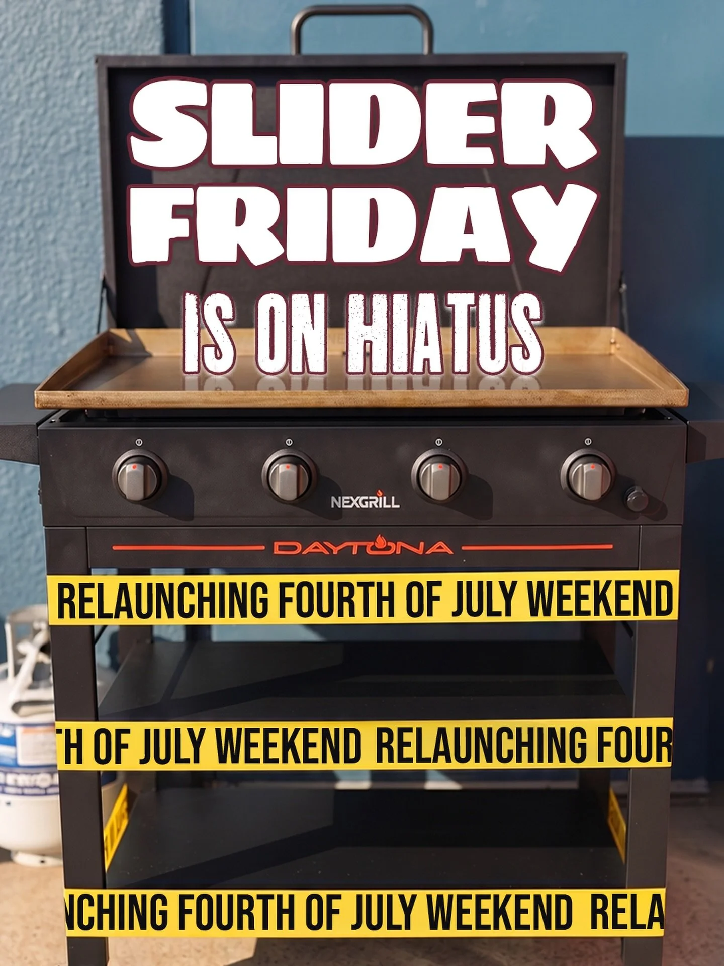 🍔 Free Slider Friday update!

Our little slider grill is getting some love, an overhaul, and a bit of a reimagining, so Friday Sliders will be on a short hiatus. 

But don&rsquo;t worry, they&rsquo;re not gone!

We&rsquo;ll be relaunching on Fourth 