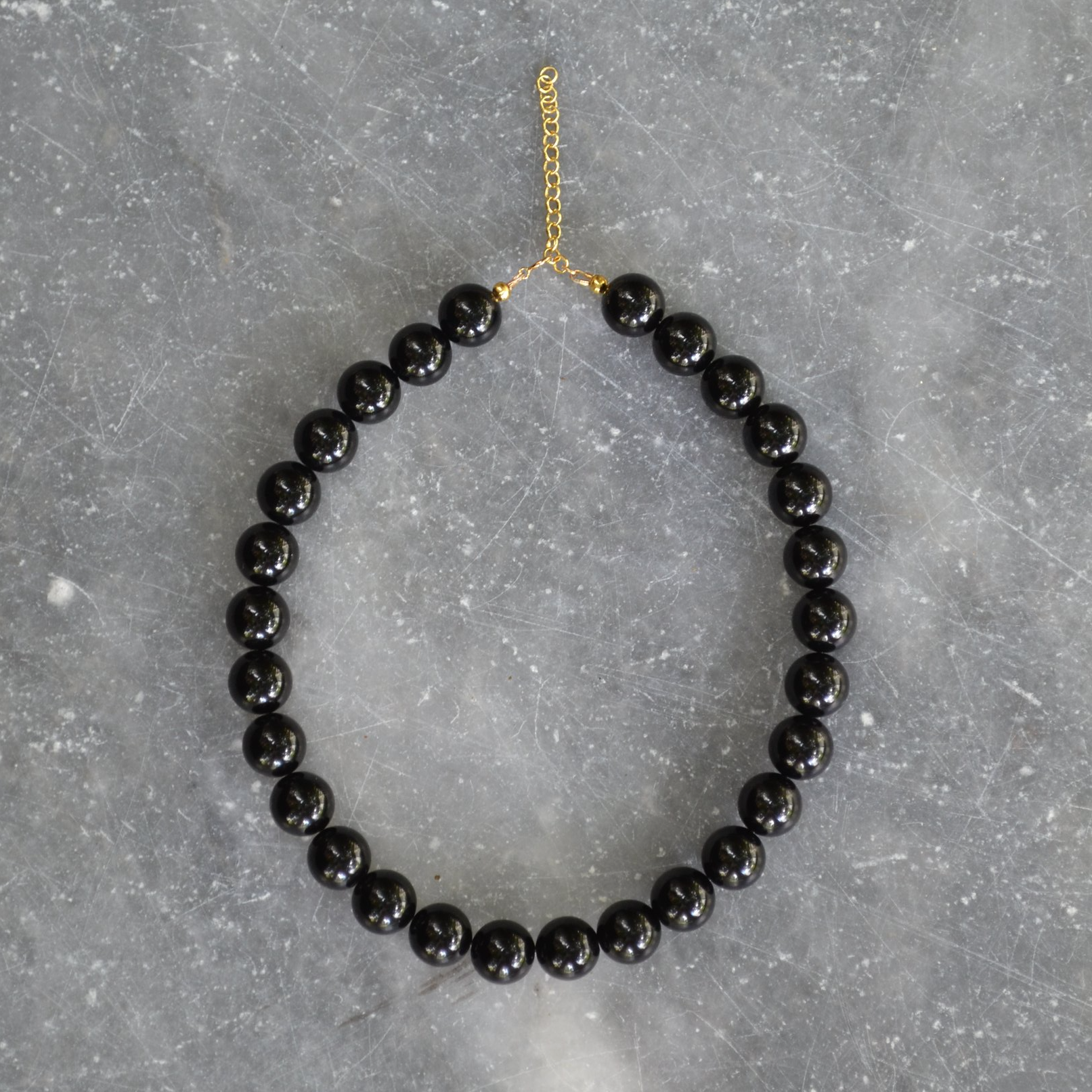 beaded black agate necklace small business