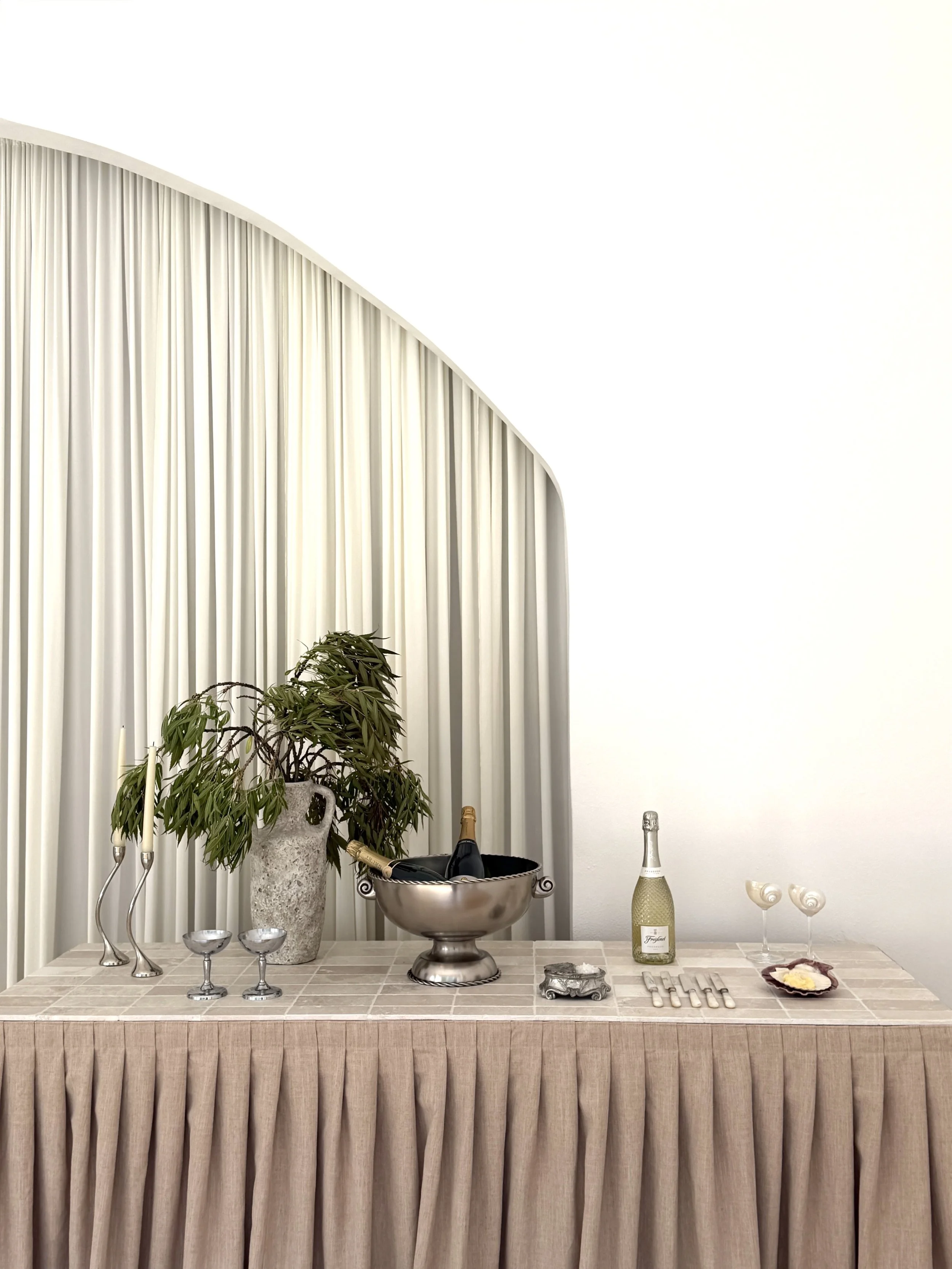 2 Custom marble tile top tables on wheels for food, drink, buffet and cocktail tables | 72" x 24"
