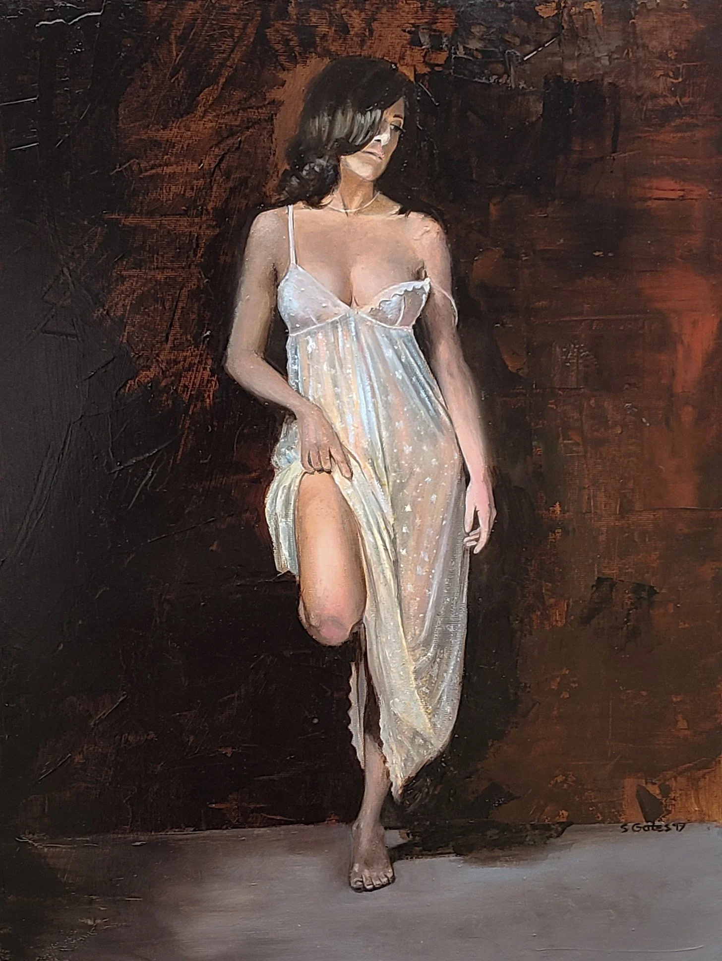 figure in oil on board