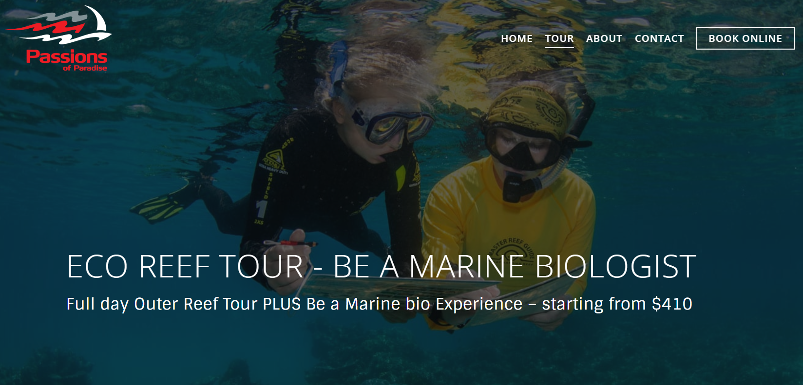 screenshot from passions of paradise website