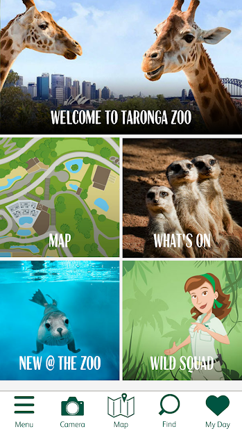 An image of of what's inside the taronga zoo app