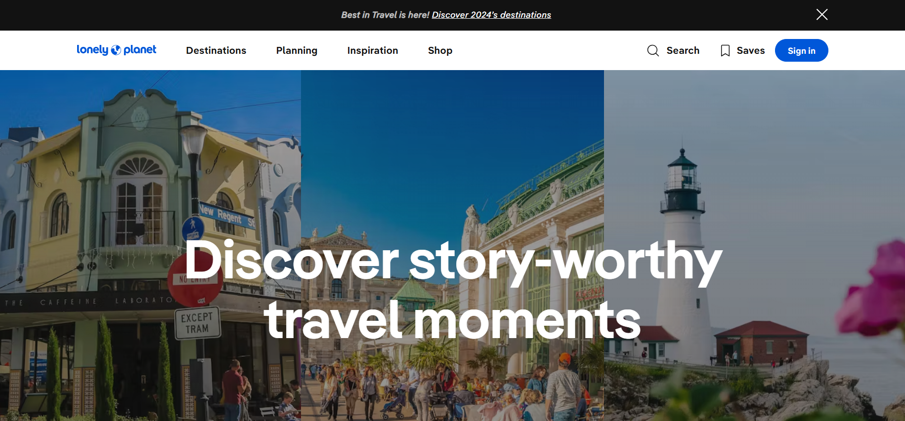 screenshot of lonely planet website