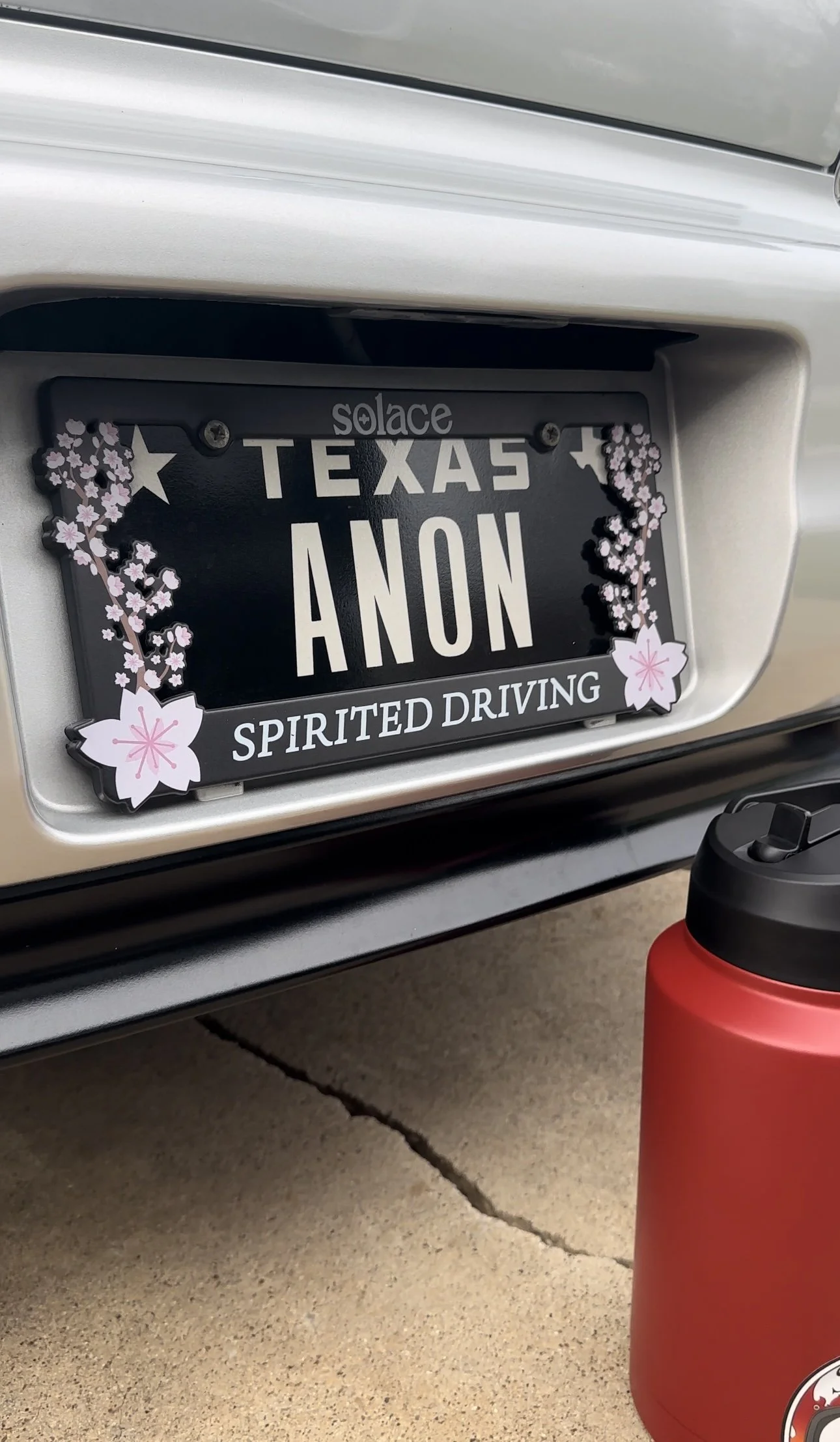 Solace Spirited Driving Cherry Blossom License Plate Frame