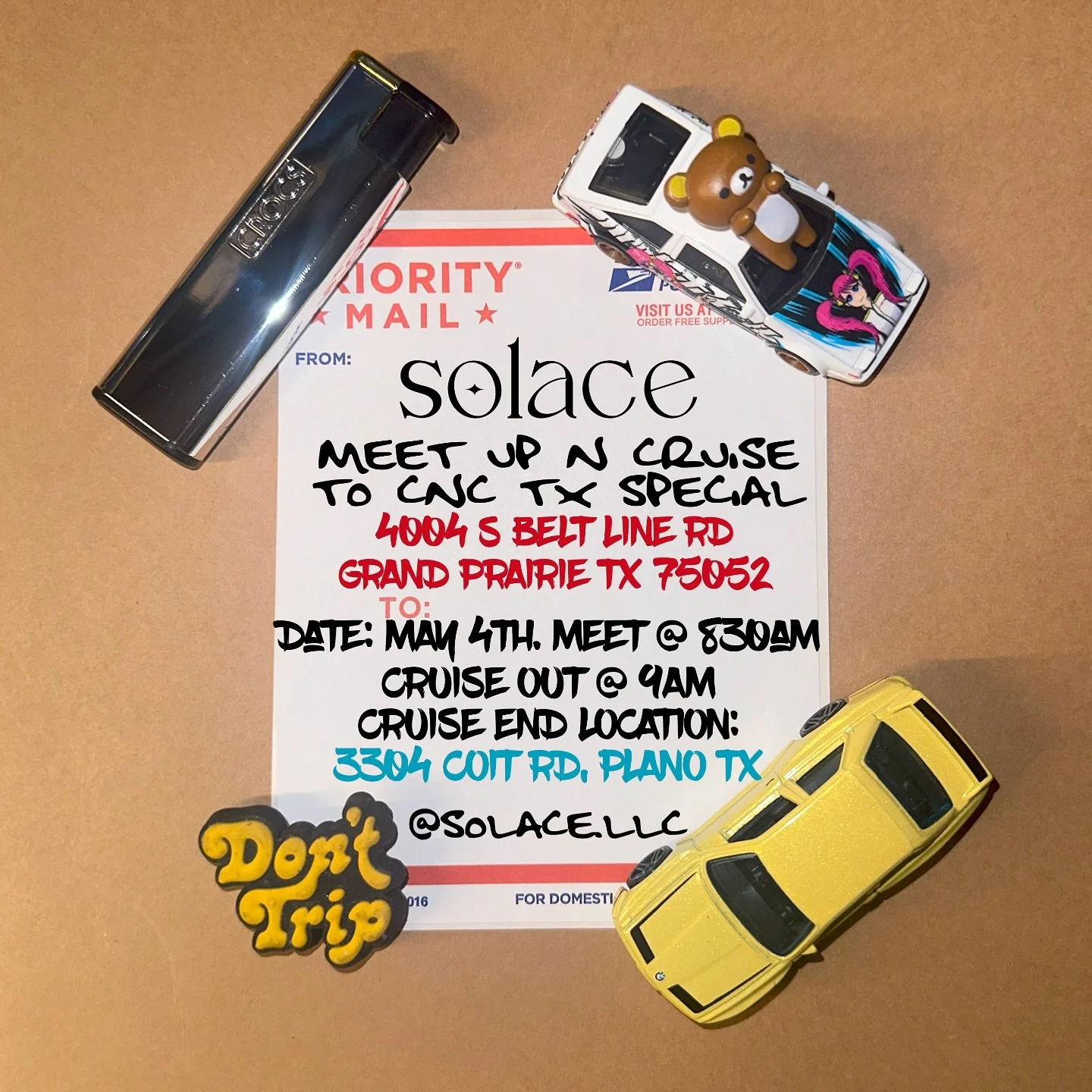 Last min cruise to Cars & Coffee Texas Special. It’s been so long! Miss all the homies 😅
We’ll be meeting at QT (red address) @ 4004 S Belt Line RD , Grand Prairie TX 75052. Time: 8:30am
Cruise head out time @ 9am to (blue addres