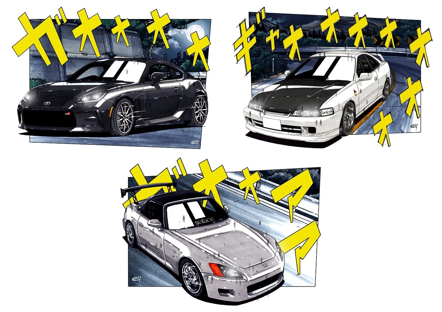 Solace x Initial D inspired manga drawings 👀 , yall thinking white or black shirt? 🏎️ 86: @coolioaileen 🏎️ S2K: @solaces2000 🏎️ integra: @josh_frutos (trust)❕
#initald #solace #solacellc #honda #toyota #gr86 #s2000 #s2k #integra