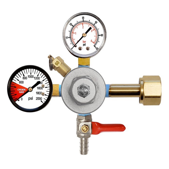 Regulator, CO2 (Foxx) - Dual Gauge, to 3/8" Barb