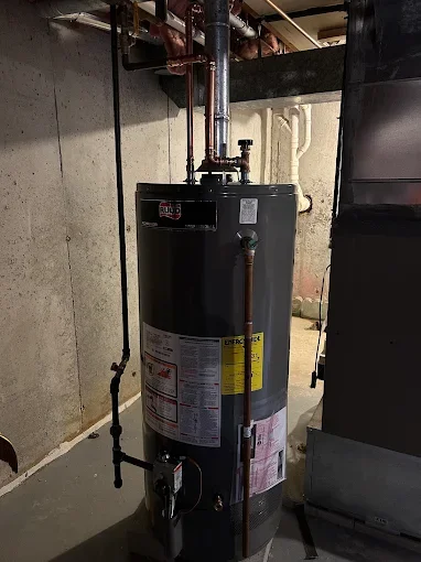 Water heater and overhead piping