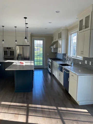 Kitchen with island and sink