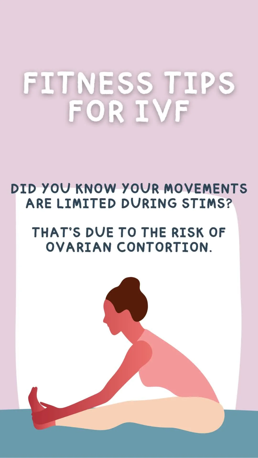 Ovarian contortion is a real concern during stims! Adjust your workouts to lower impact choices and, as always, consult your doctor to ensure your workout is safe.