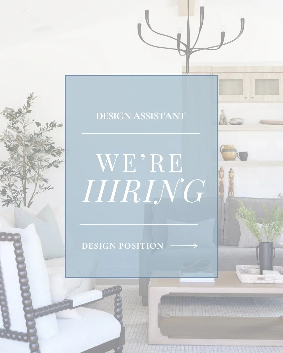 Come work with us! We are seeking an experienced interior design assistant to join our team. Must be highly organized, detail oriented, and passionate about luxury residential design.
Apply via the link in bio and story!