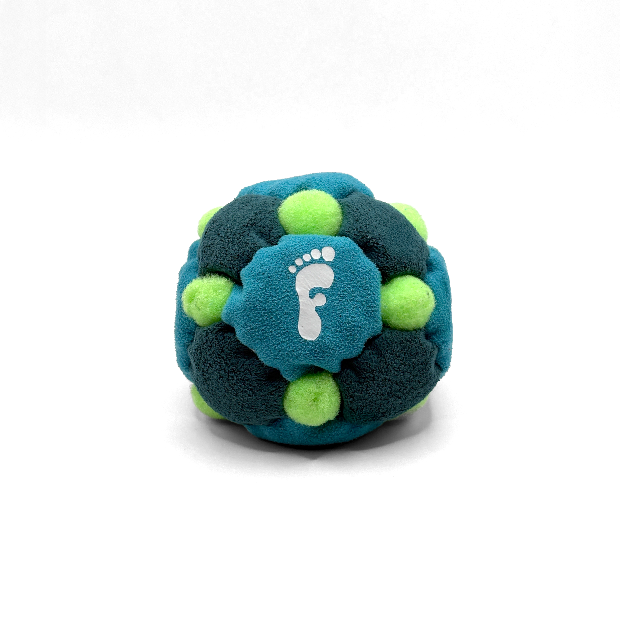 14 Panel Puff Ball Freestyle - Teal, Dark Teal and Light Green Pro Foot Clan Footbag