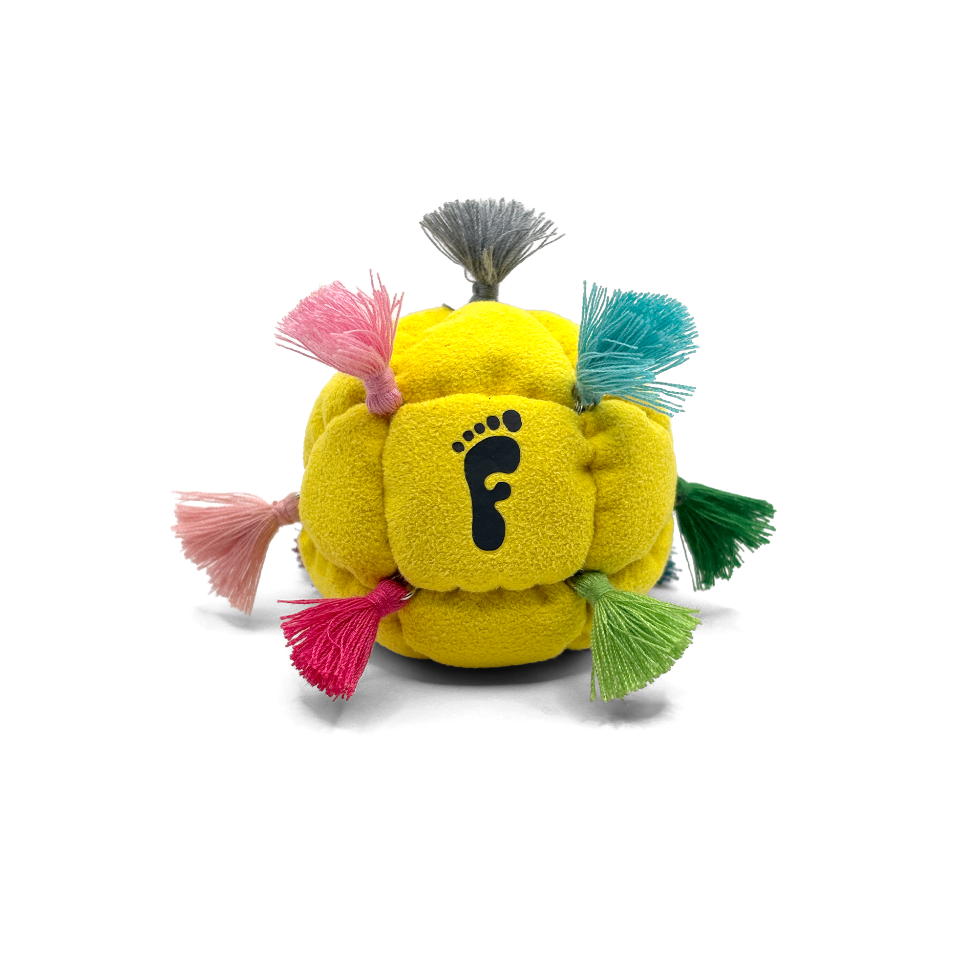 14 Panel Tassle Hybrid - Yellow with Rainbow Tassels Pro Foot Clan Footbag