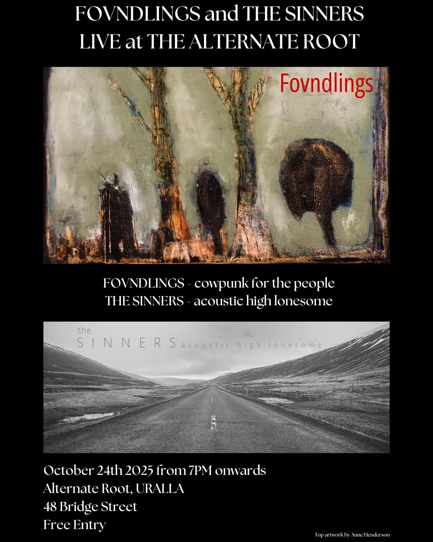 Uralla’s own Foundlings are taking the stage Friday, October 24th — and subtlety isn’t on the setlist.
A five-piece tangle of cowpunk chaos and heart, they swing between ferocity and tenderness, never landing on indifference. Big b