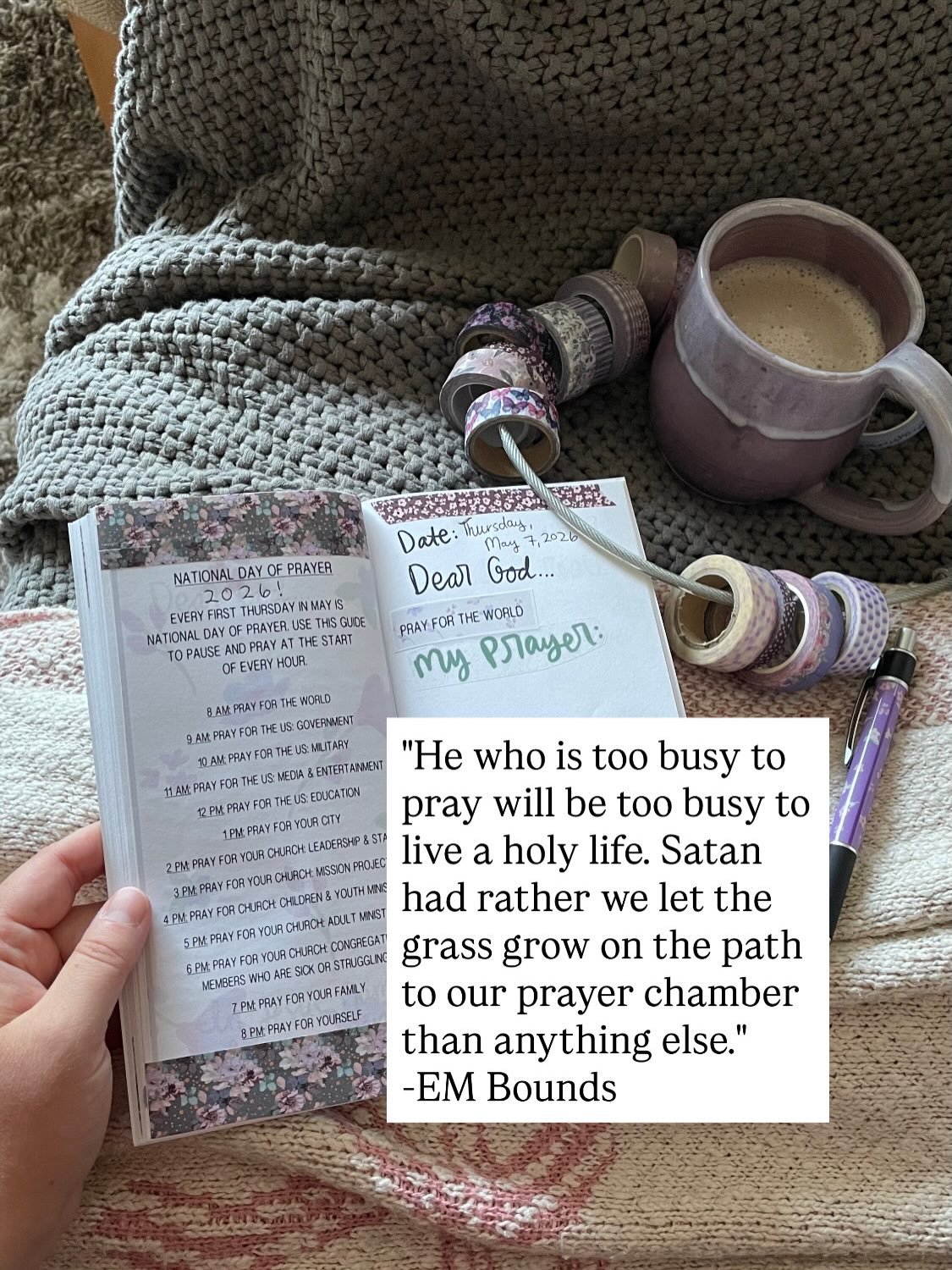 SWIPE for some quotes on prayer ➡️ &ldquo;He who is too busy to pray will be too busy to live a holy life. Satan had rather we let the grass grow on the path to our prayer chamber than anything else.&rdquo; -EM Bounds