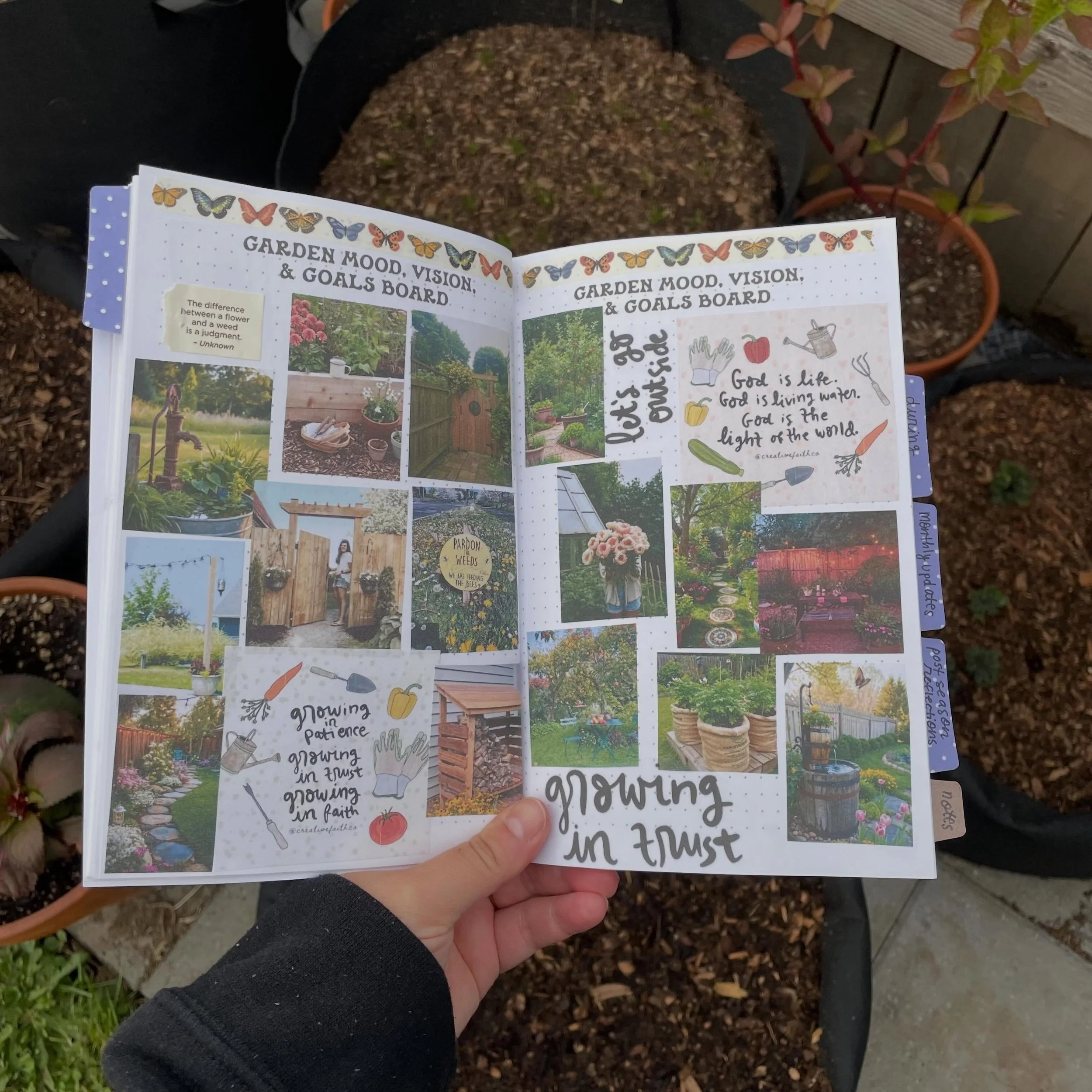 Comment GARDEN⬇️ and I&rsquo;ll send you the link to watch my garden journal set up for this year. I love having a place to scrapbook and document what God is teaching me as we grow food, flowers, and spend time outside. 

SWIPE to see lots of pages 