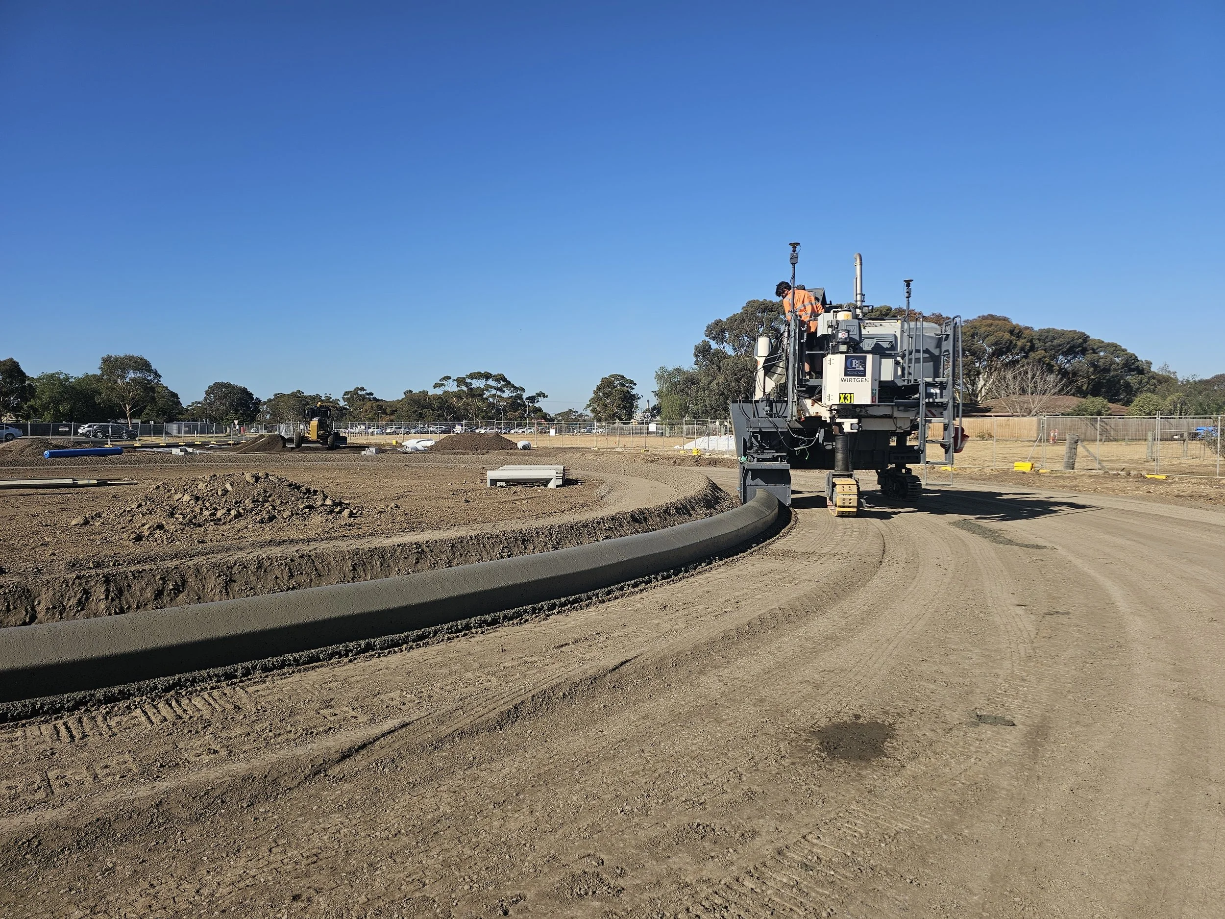 leading Kerb and channel contractor installing slipform kerb in regional victoria 