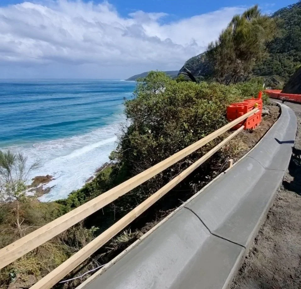 Kerb and Channel Great Ocean Road, Victoria. Handwork kerb and channel. Civil concreting near me. Kerb contractor. Civil construction company melbourne