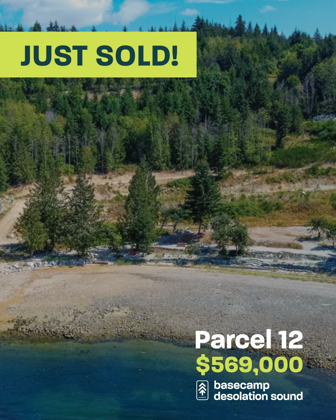[two visual options to select from]⁠
⁠
SOLD | PARCEL 12 for $569,000⁠
⁠
We're excited to welcome our new Basecamper's to this special corner of the world. Congratulations to our new parcel and moorage owner!⁠
⁠
Interested in purchasing at Basecamp. G