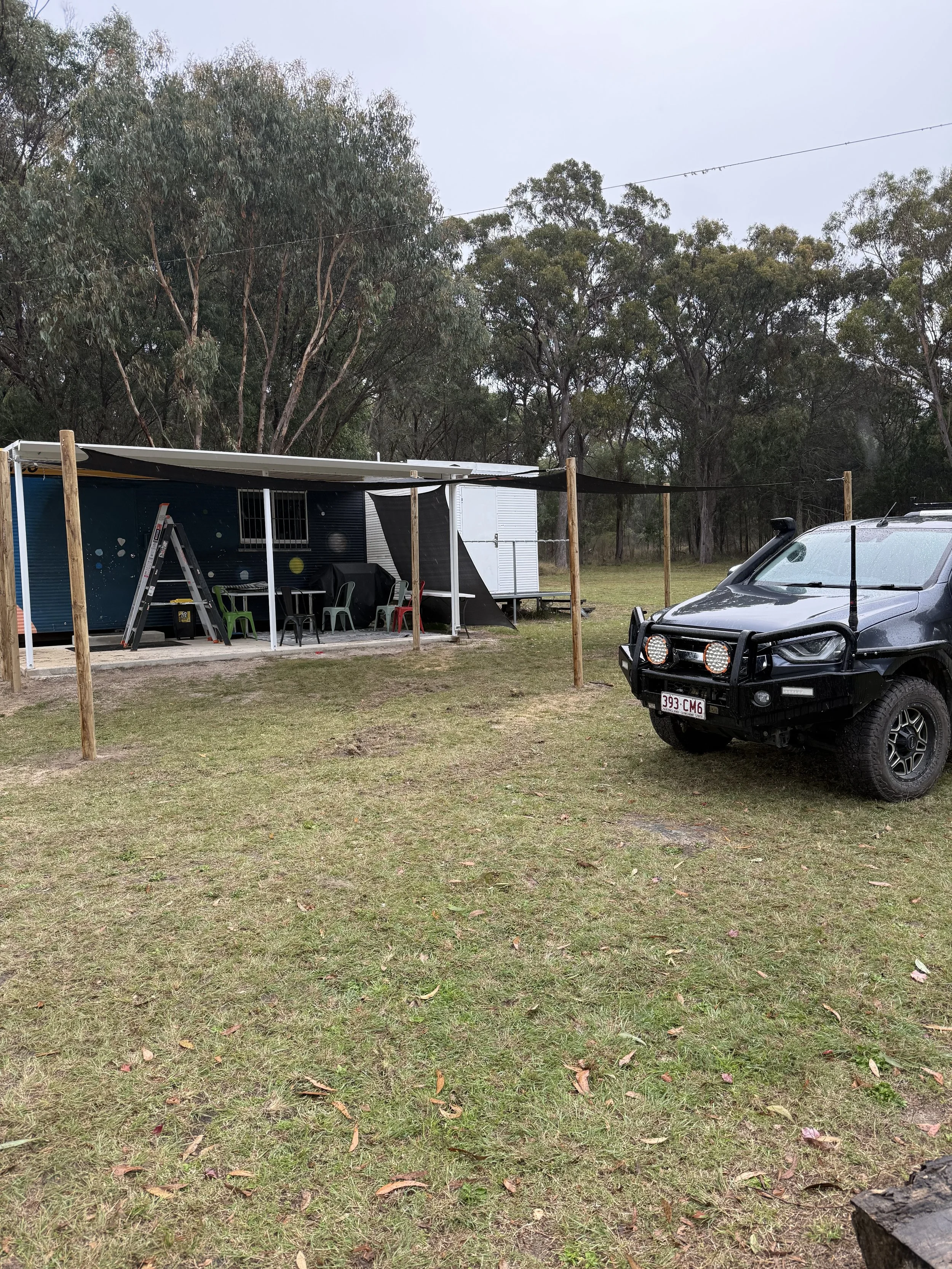 Outdoor shade cloth installation for homes, rural properties and outdoor living areas.