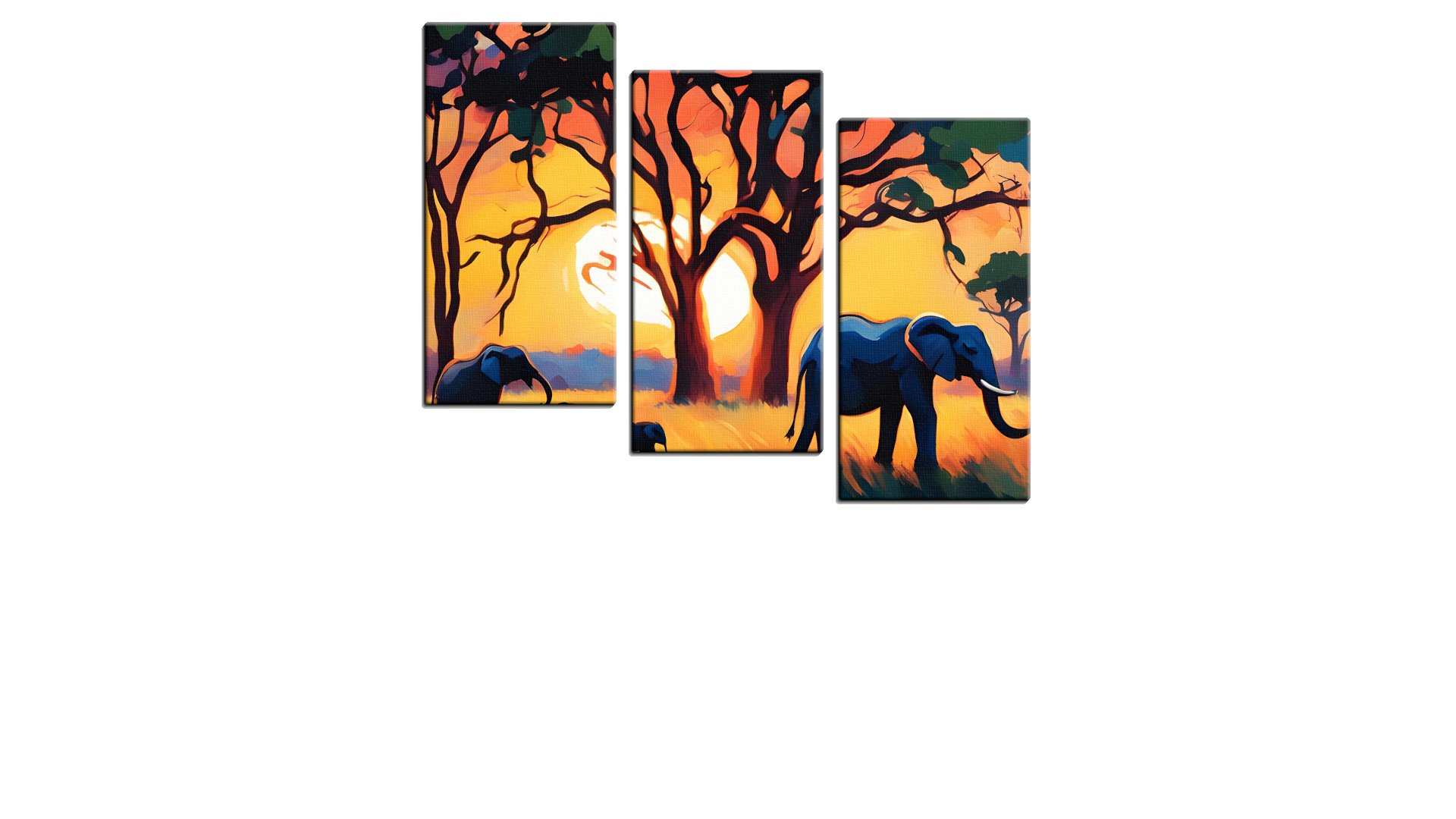 Herd of Elephants and the Sunset