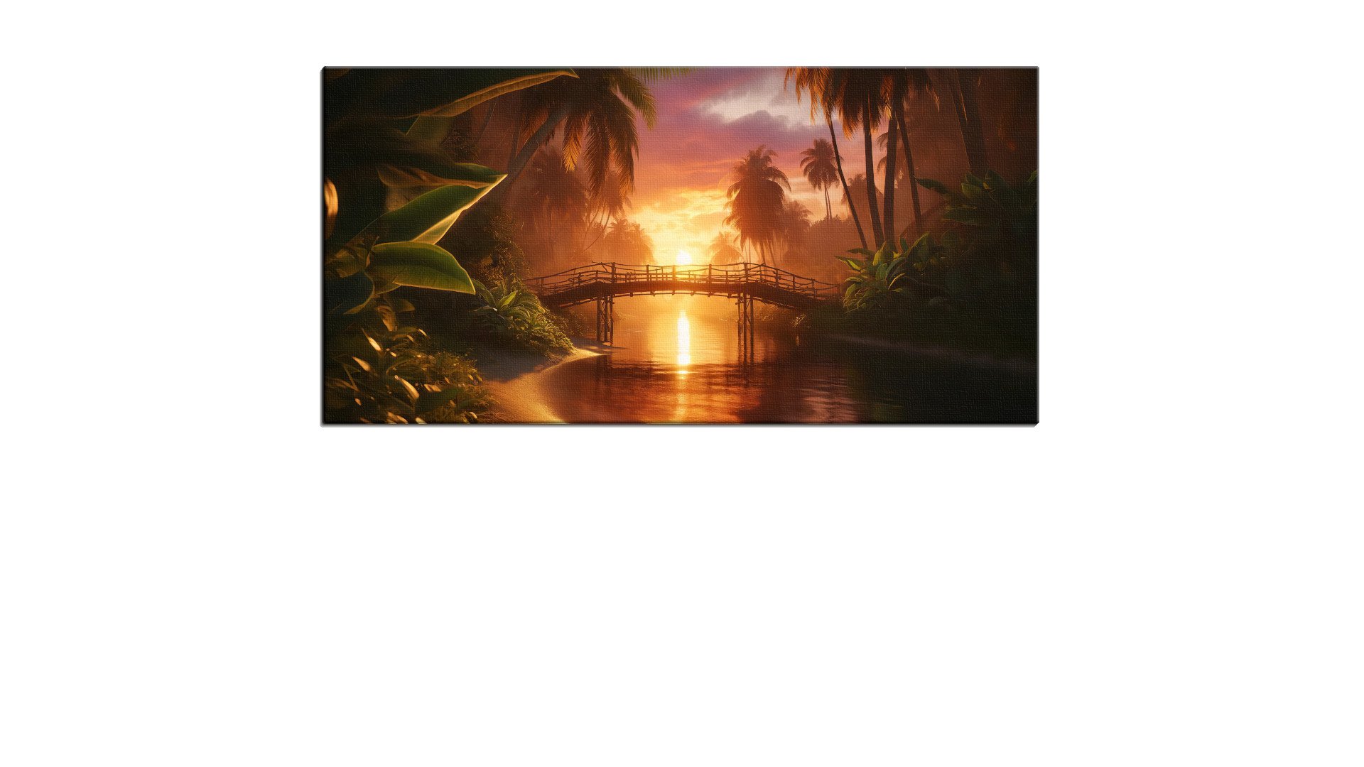 Dark Warm Sunset and Palm Trees