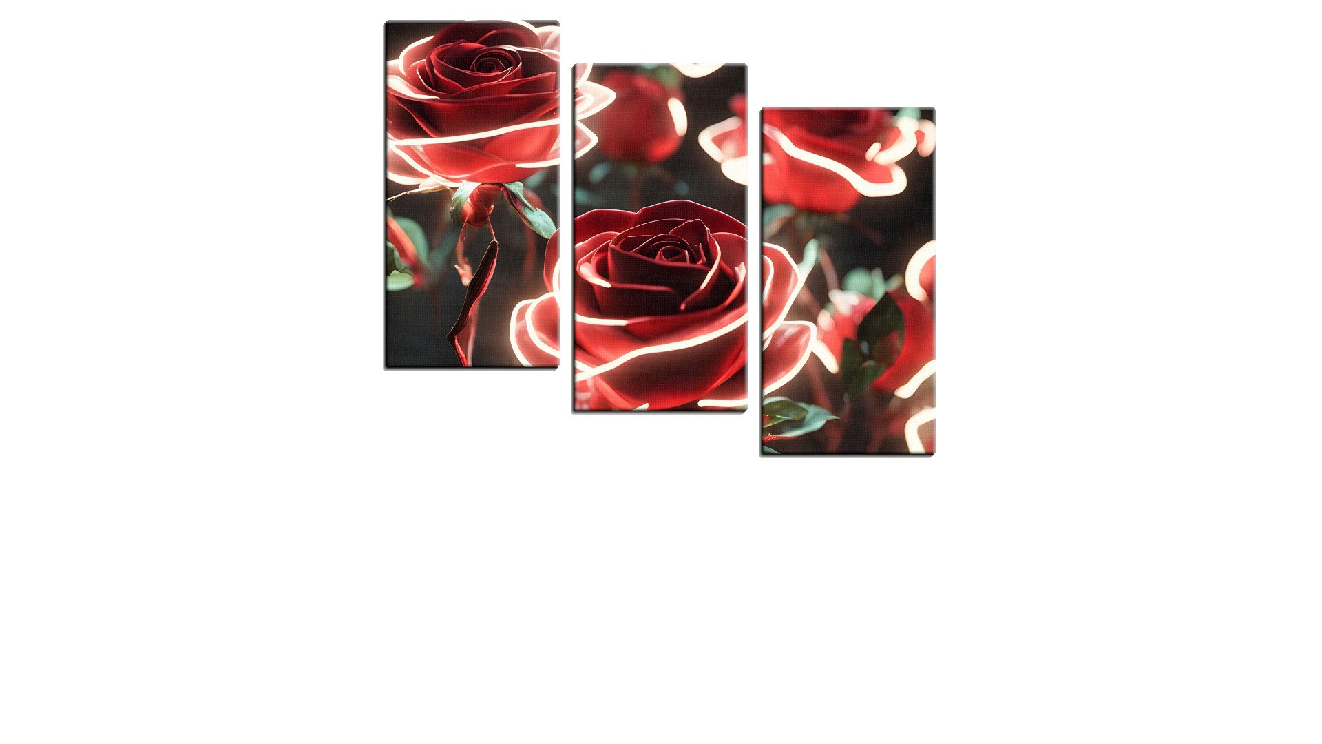 Neon Group of Red Roses